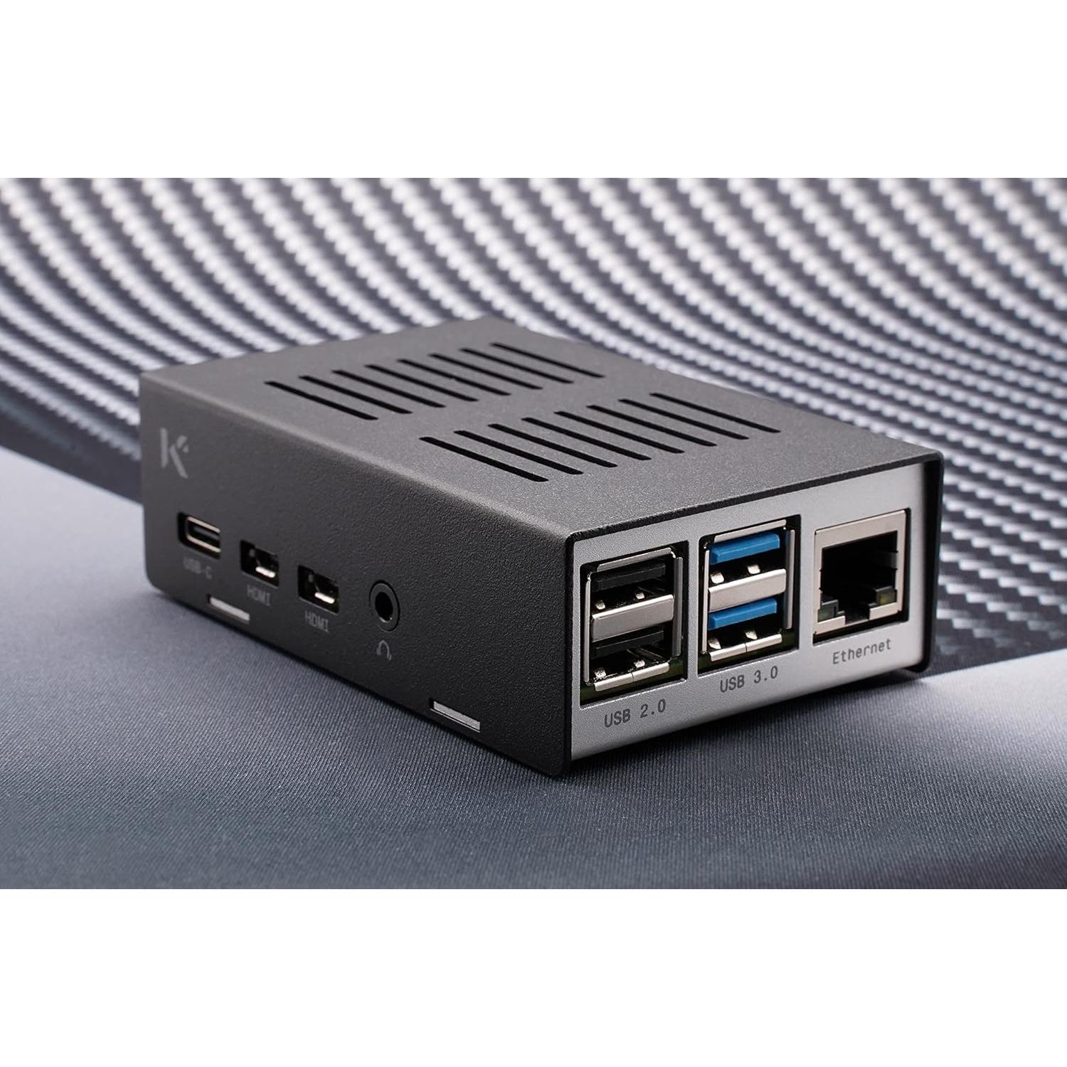 Caja KKSB para Raspberry Pi 4 | Metal Negro y Plateado