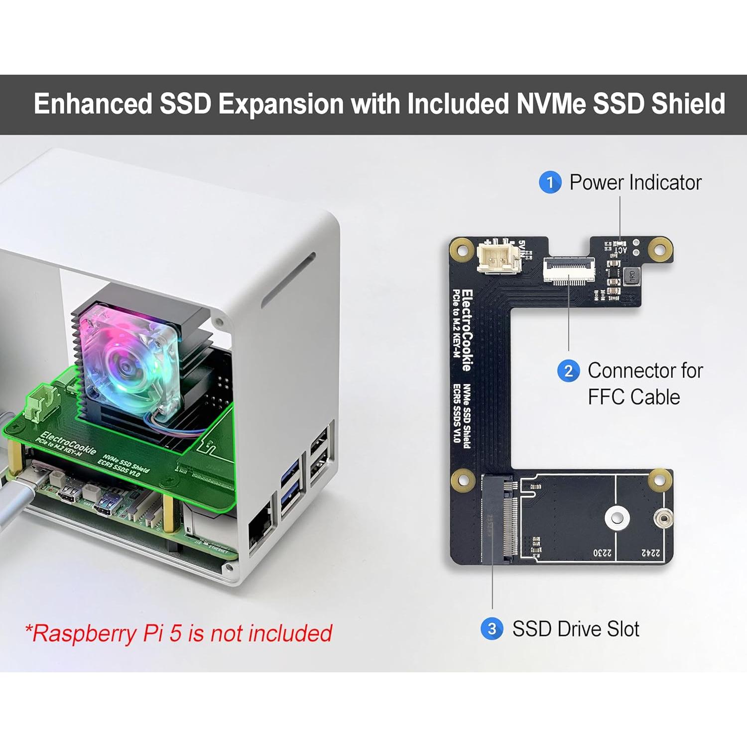 Caja Mini Torre Aluminio ElectroCookie para Raspberry Pi 5
