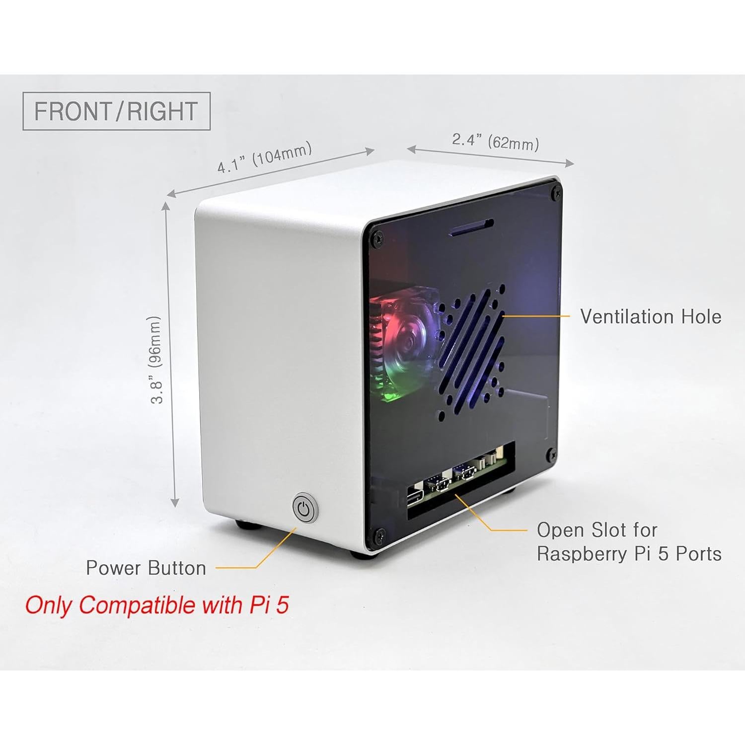 Caja Mini Torre Aluminio ElectroCookie para Raspberry Pi 5