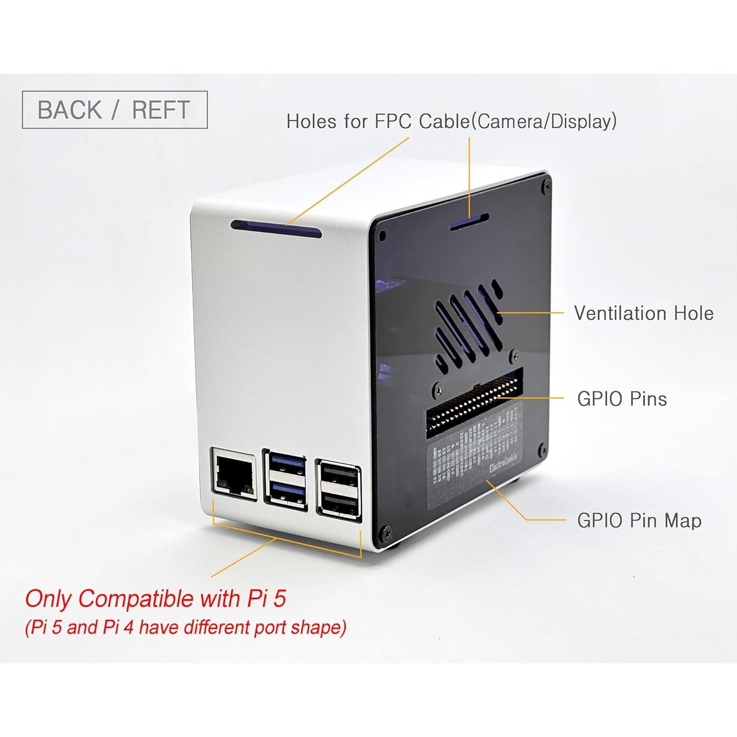 Caja Mini Torre Aluminio ElectroCookie para Raspberry Pi 5