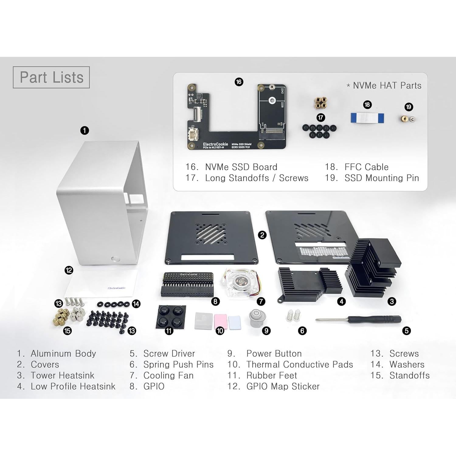 Caja Mini Torre Aluminio ElectroCookie para Raspberry Pi 5