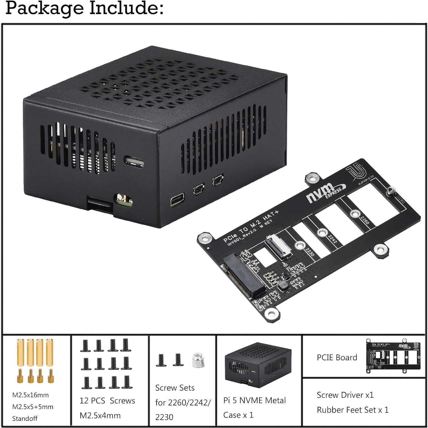 Caja de metal iUniker para Raspberry Pi 5 con placa NVMe