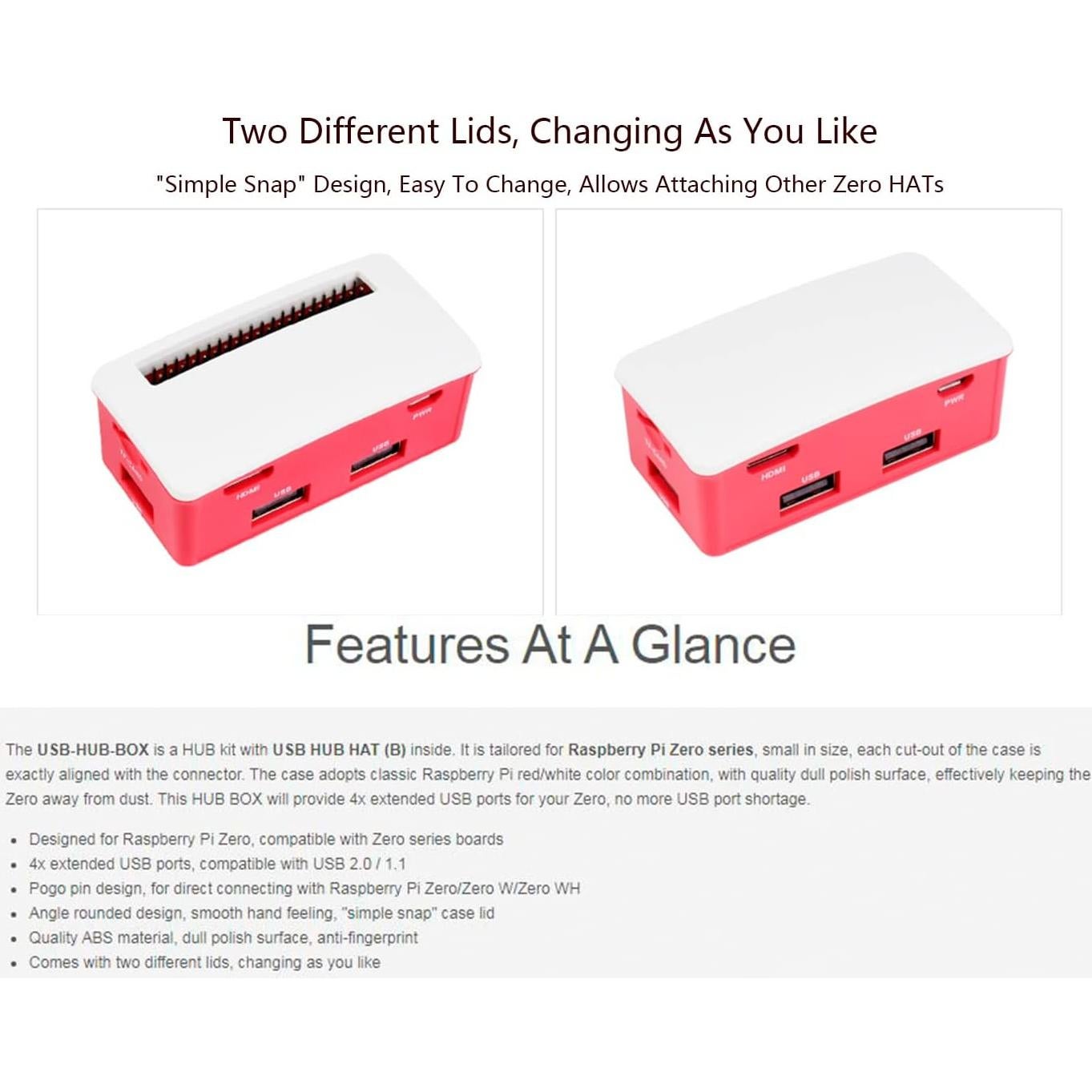 USB HUB HAT Waveshare para Raspberry Pi Zero 4 Puertos USB 2.0