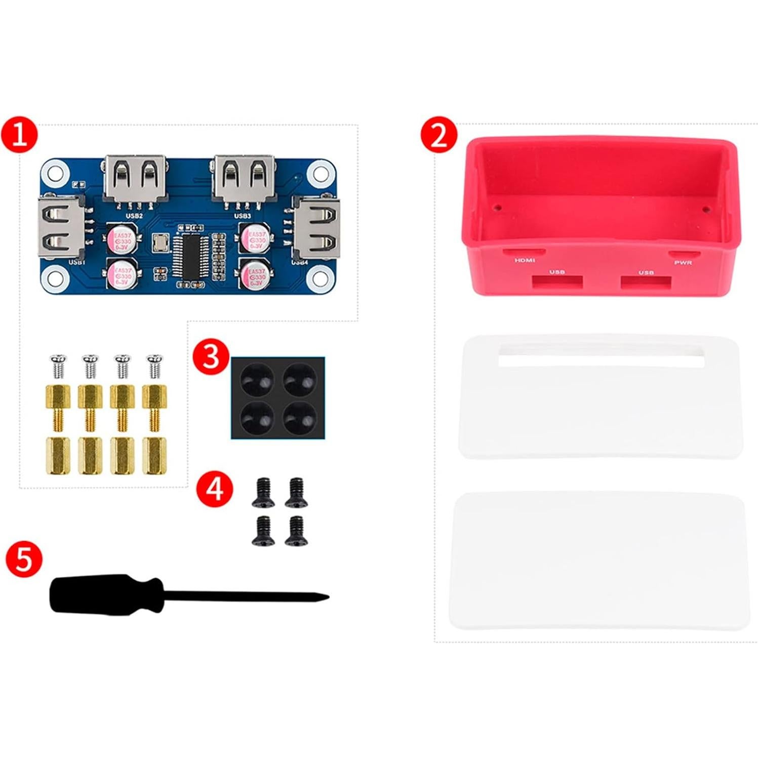 USB HUB HAT Waveshare para Raspberry Pi Zero 4 Puertos USB 2.0