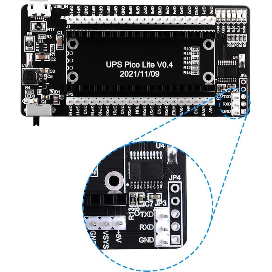 UPS HAT GeeekPi para Raspberry Pi Pico/Pico W - Batería 18650