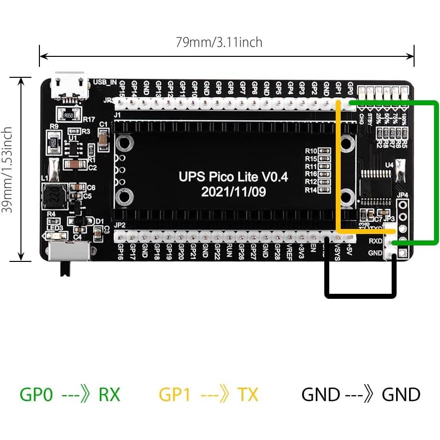 UPS HAT GeeekPi para Raspberry Pi Pico/Pico W - Batería 18650