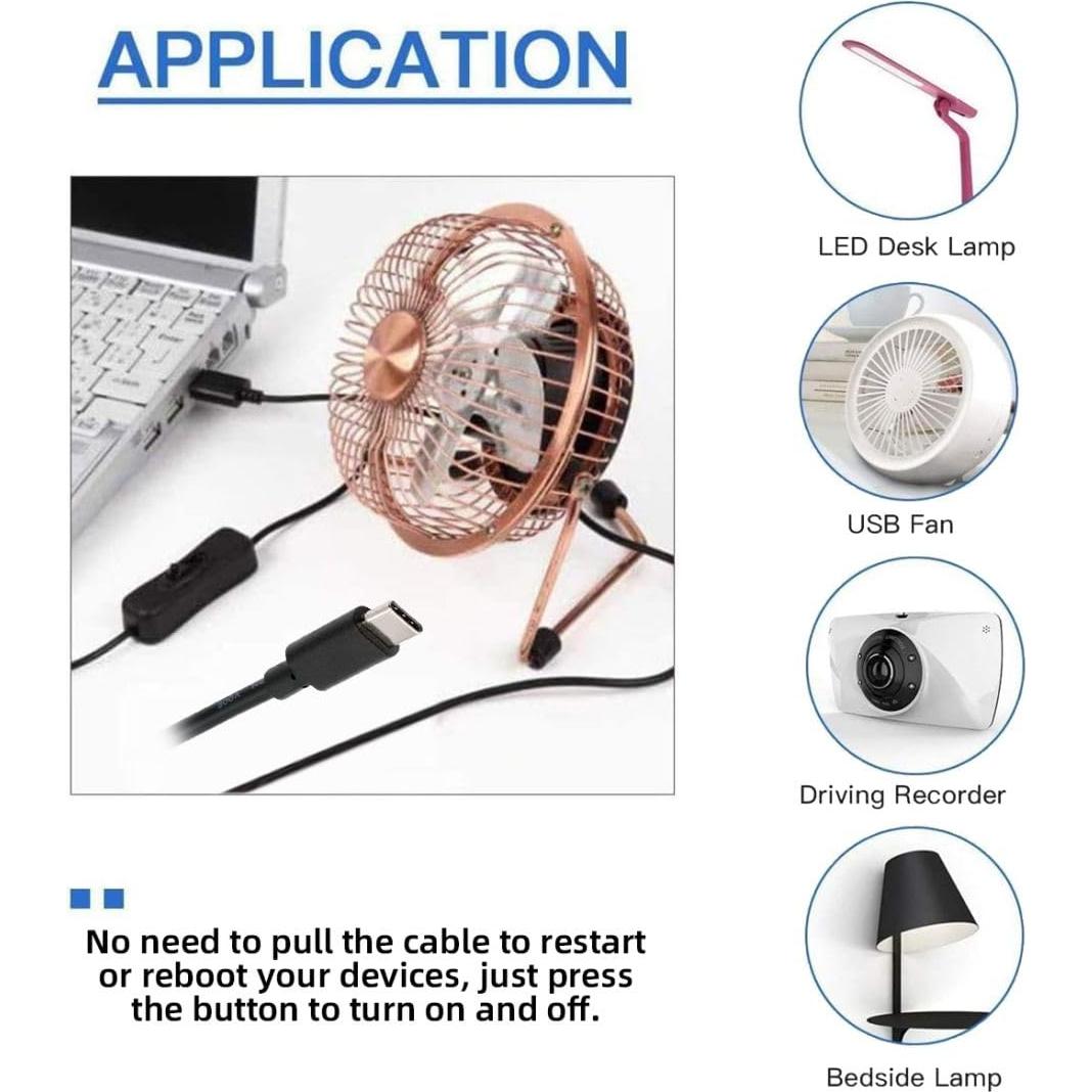 Cable de Extensión USB C con Interruptor CY 5V 3A 10x10 cm