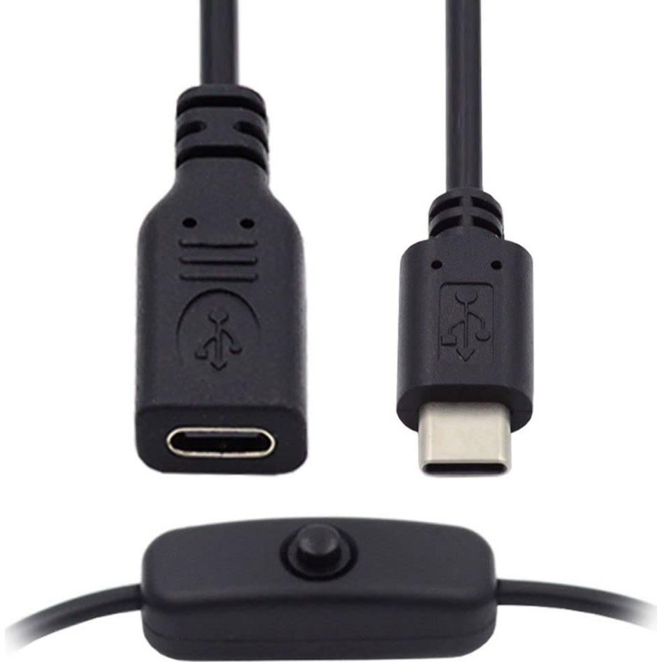 Cable de Extensión USB C con Interruptor CY 5V 3A 10x10 cm