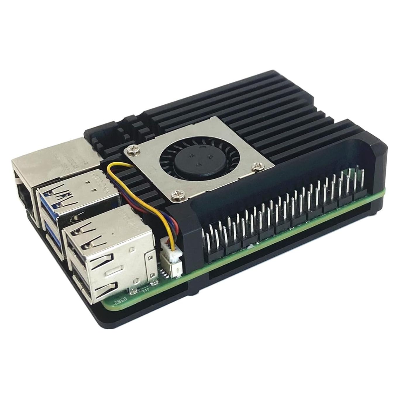 Caja de Aluminio para Raspberry Pi 5 con Ventilador de Enfriamiento
