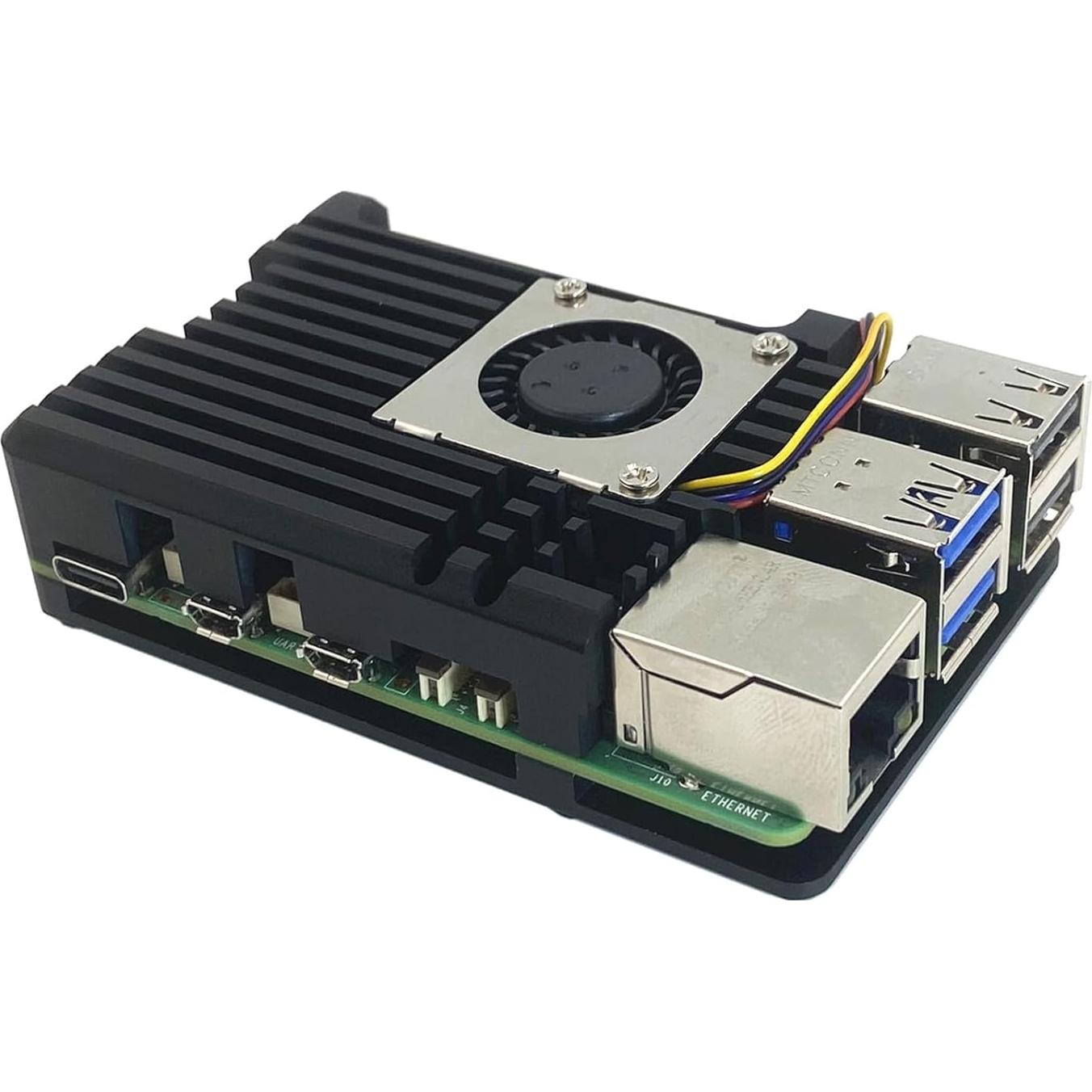 Caja de Aluminio para Raspberry Pi 5 con Ventilador de Enfriamiento