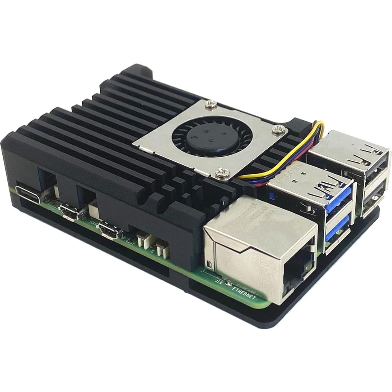 Caja de Aluminio para Raspberry Pi 5 con Ventilador de Enfriamiento