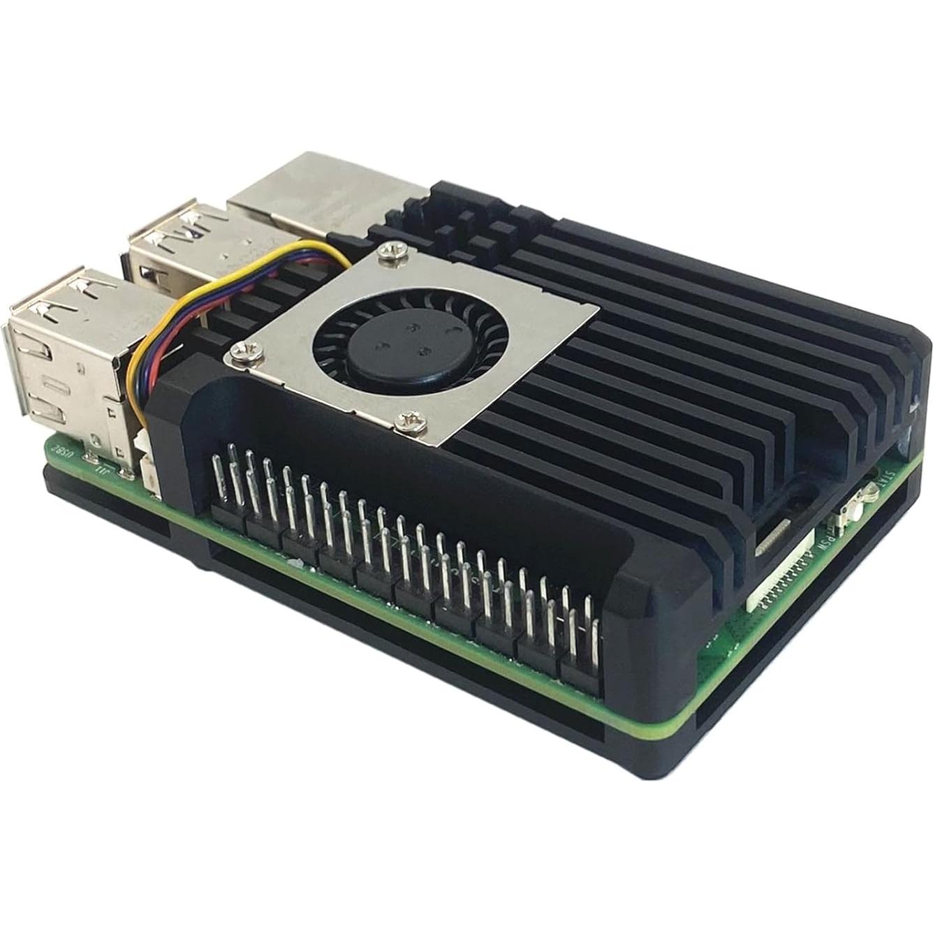 Caja de Aluminio para Raspberry Pi 5 con Ventilador de Enfriamiento