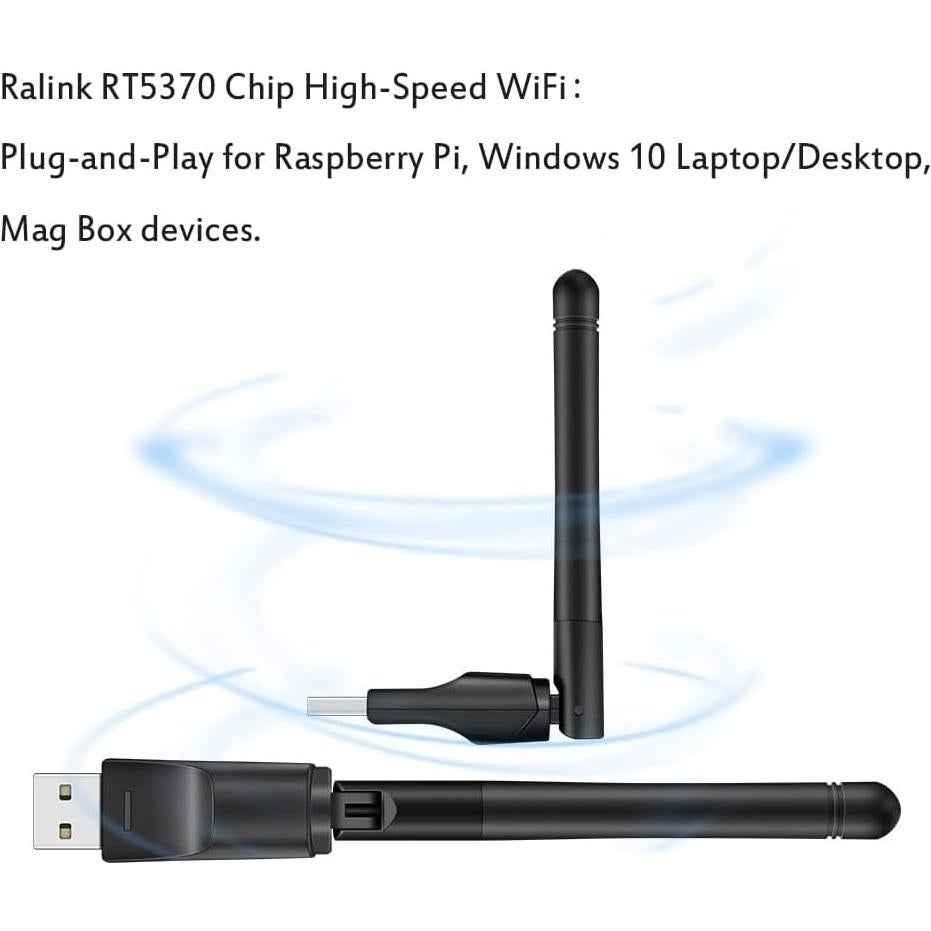 Adaptador WiFi USB LOTEKOO RT5370 150Mbps para Raspberry Pi y PC