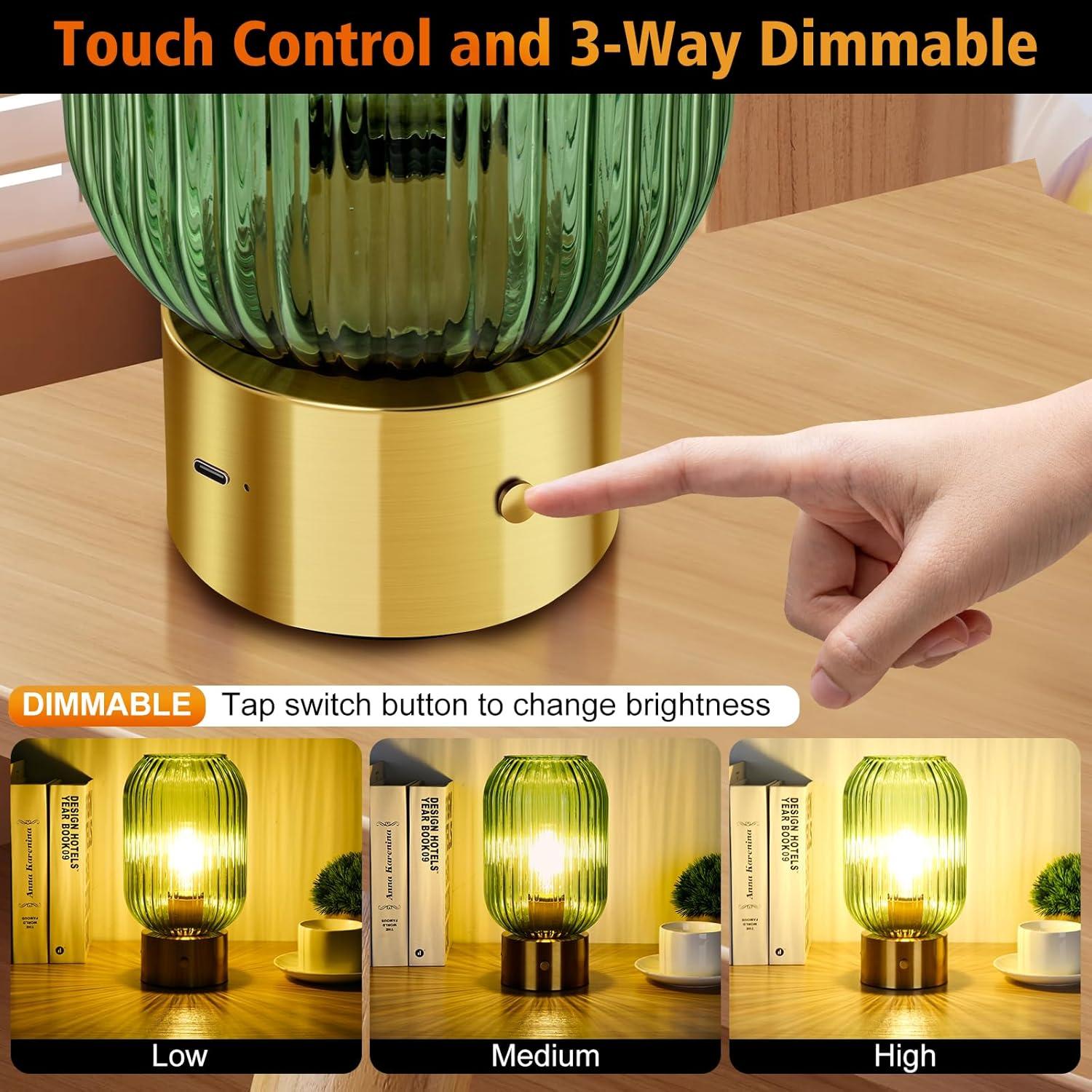 Lámpara de Mesa Recargable LEDIKON Vintage Dimmable 3 Niveles