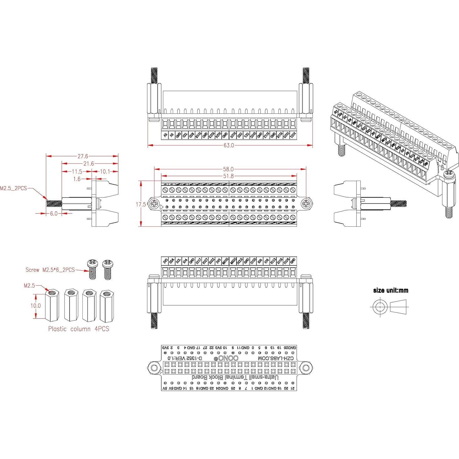 Módulo de Bloque de Terminal GPIO CZH-LABS para Raspberry Pi