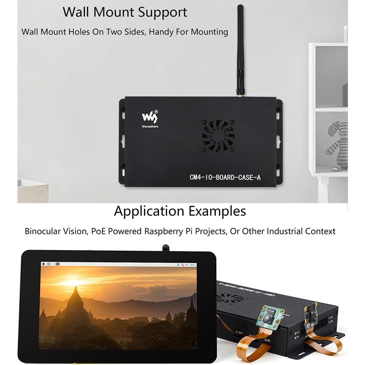 Caja de Metal con Ventilador para Raspberry Pi 4 - Waveshare