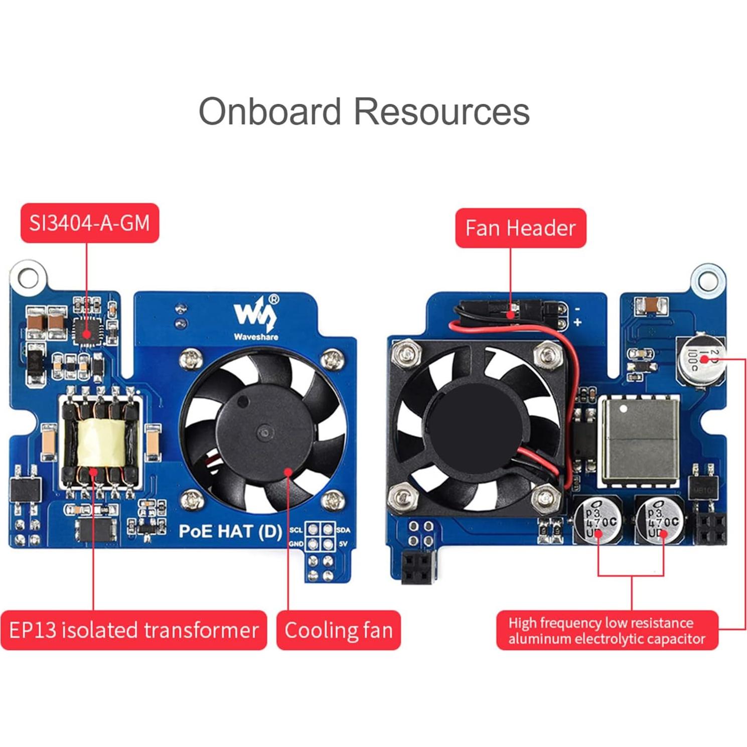 PoE HAT Waveshare para Raspberry Pi 4B/3B+ con Ventilador