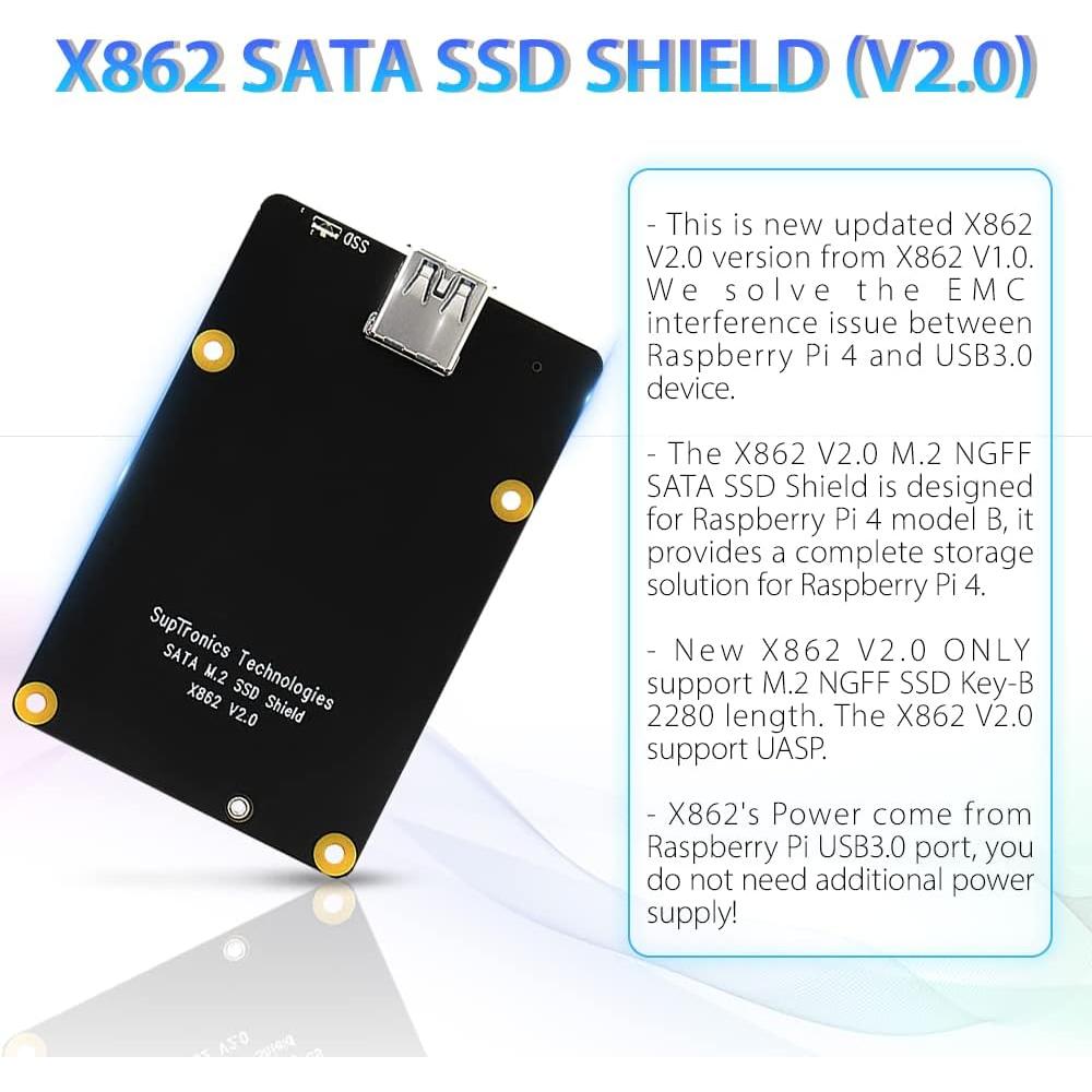 Placa de Expansión GeeekPi X862 V2.0 para Raspberry Pi 4B SSD M.2