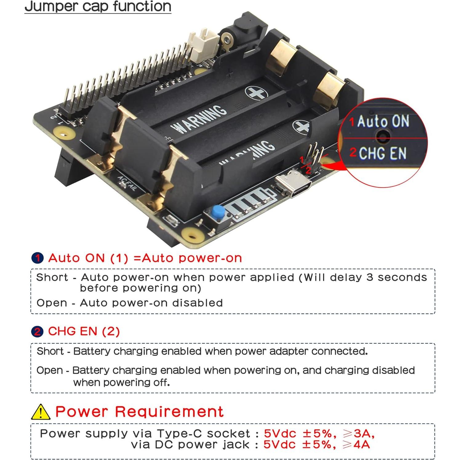 Geekworm UPS X728 para Raspberry Pi - 5.1V 6A, Gestión Energía