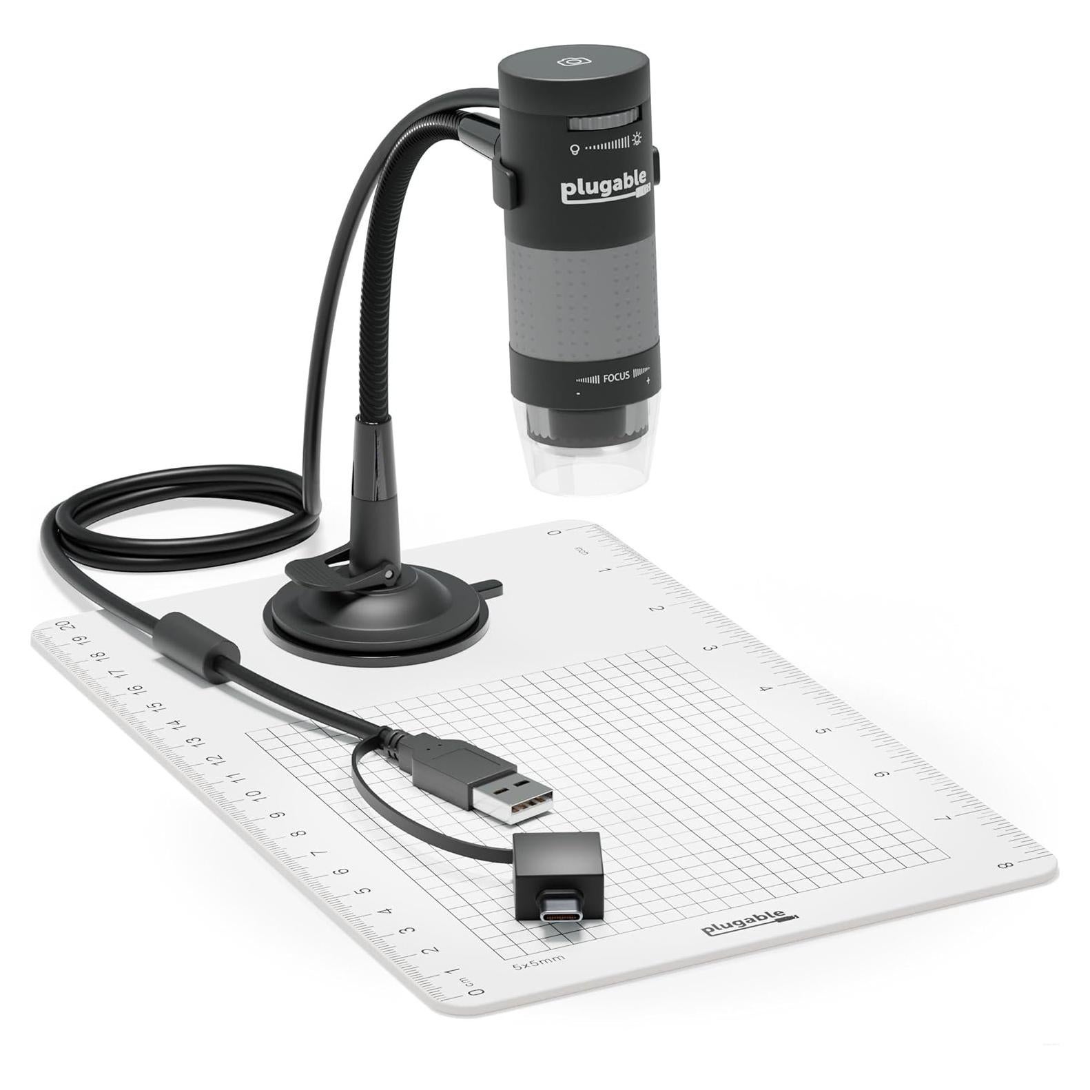 Microscopio Digital USB Plugable 250x 2MP con Soporte Flexible