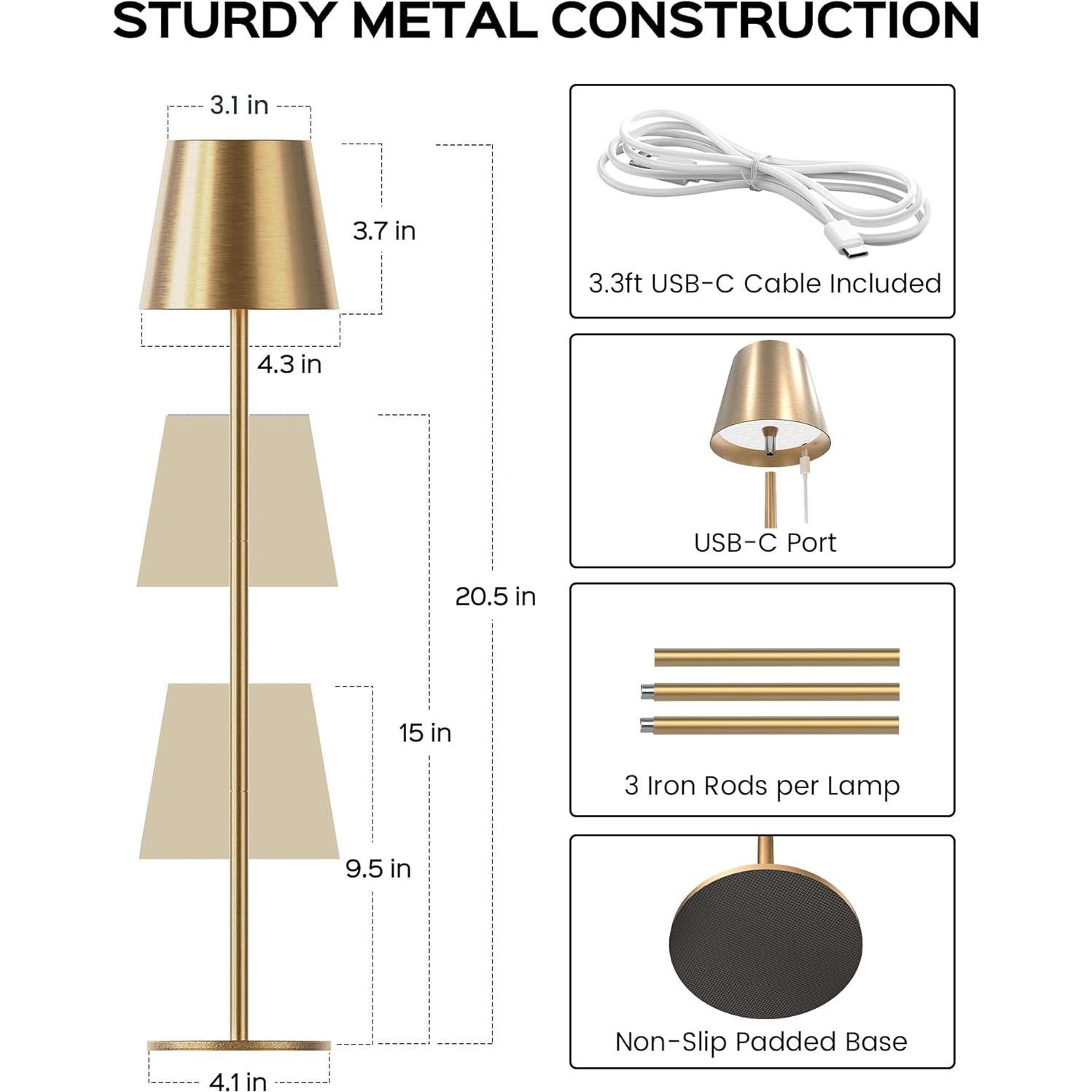 Lámparas de Mesa Inalámbricas JACKYLED 2 Paquete 3 Alturas