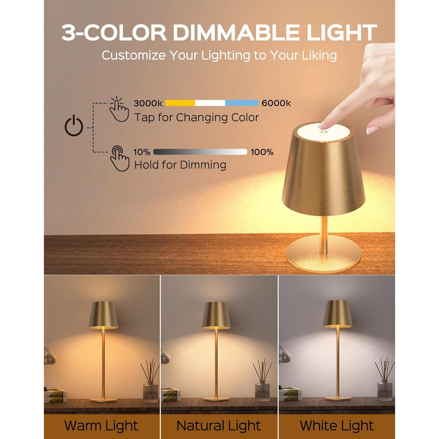 Lámparas de Mesa Inalámbricas JACKYLED 2 Paquete 3 Alturas