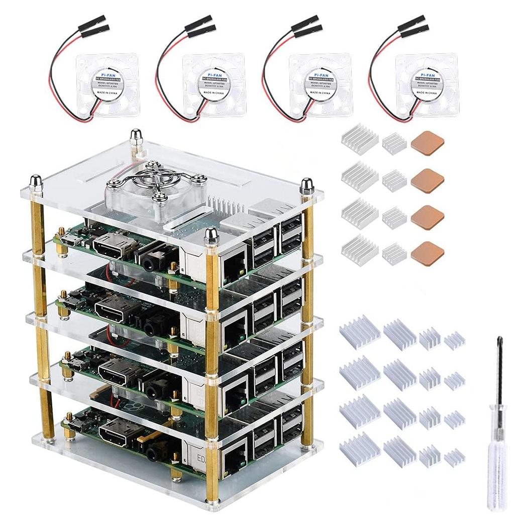Caja Clúster GeeekPi para Raspberry Pi 4/3 con Ventiladores