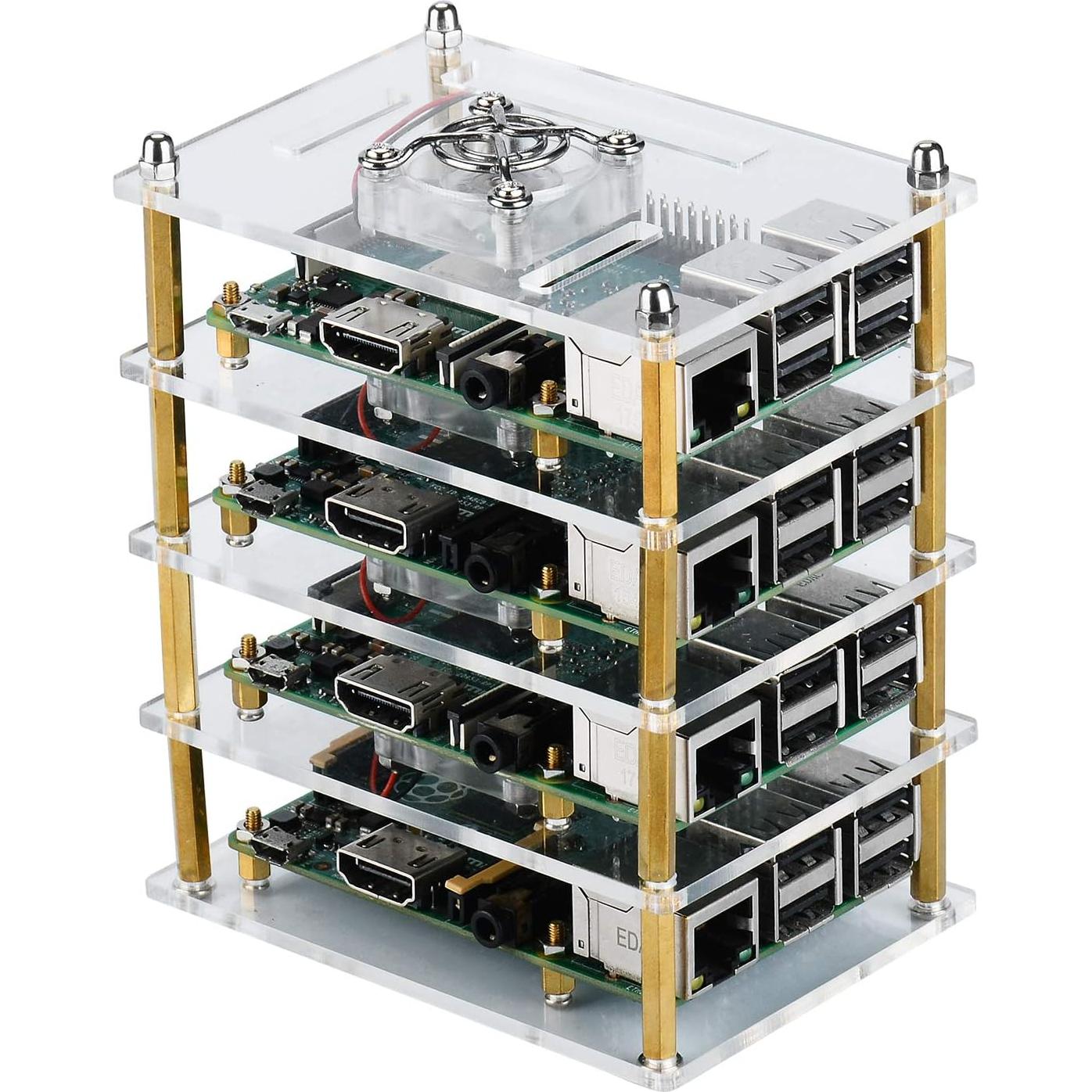 Caja Clúster GeeekPi para Raspberry Pi 4/3 con Ventiladores
