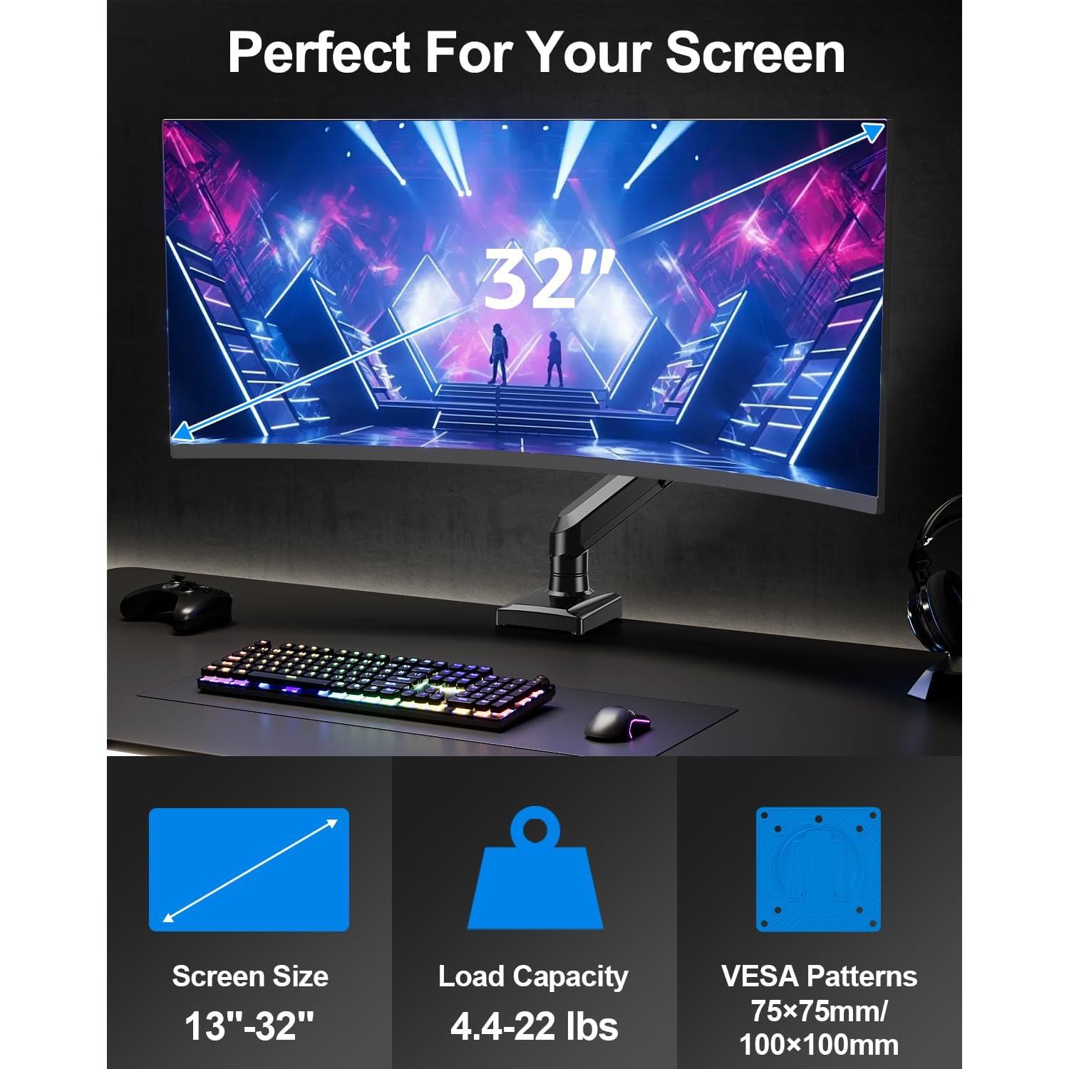 Soporte de Monitor ErgoFocus 13-32" Ajustable VESA 2-10 kg