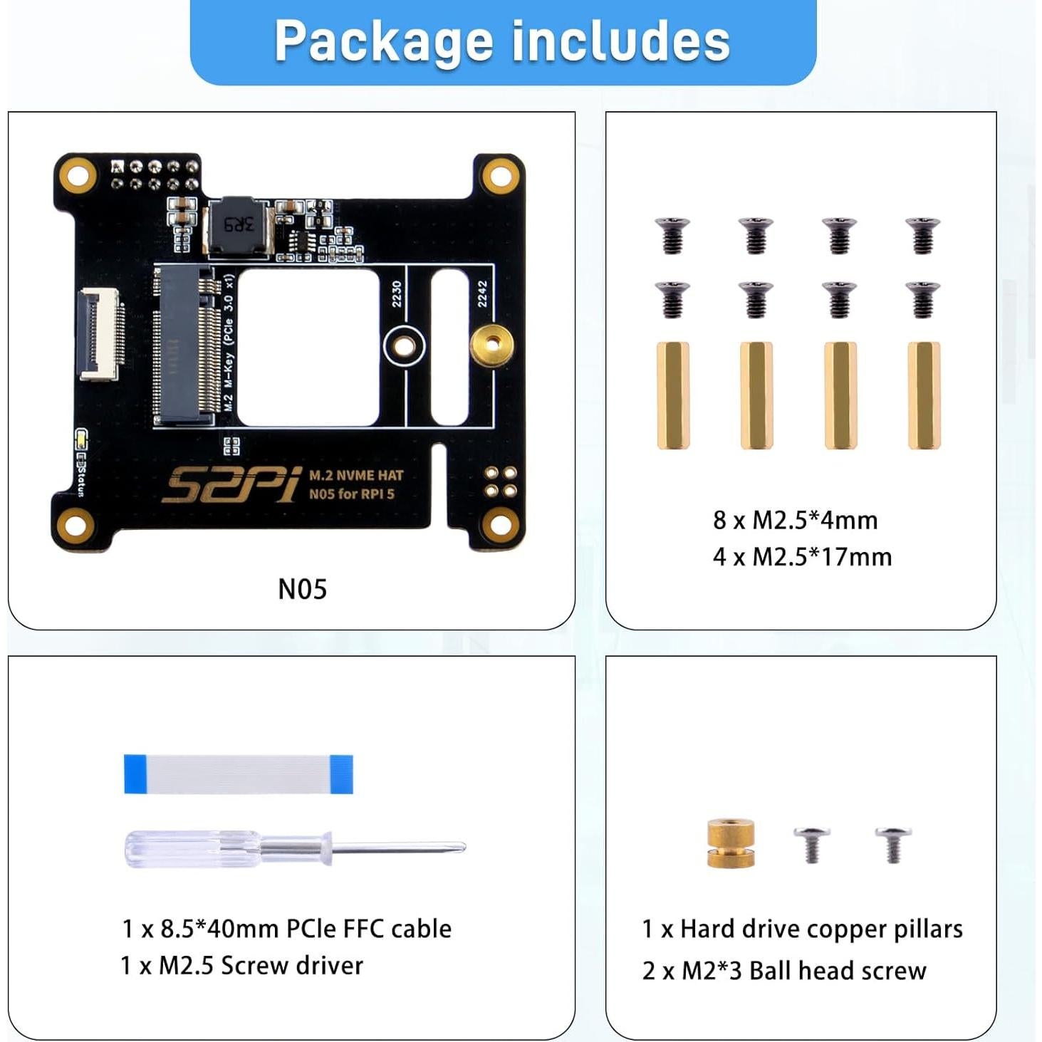 Adaptador M.2 NVMe a PCIe GeeekPi N05 para Raspberry Pi 5