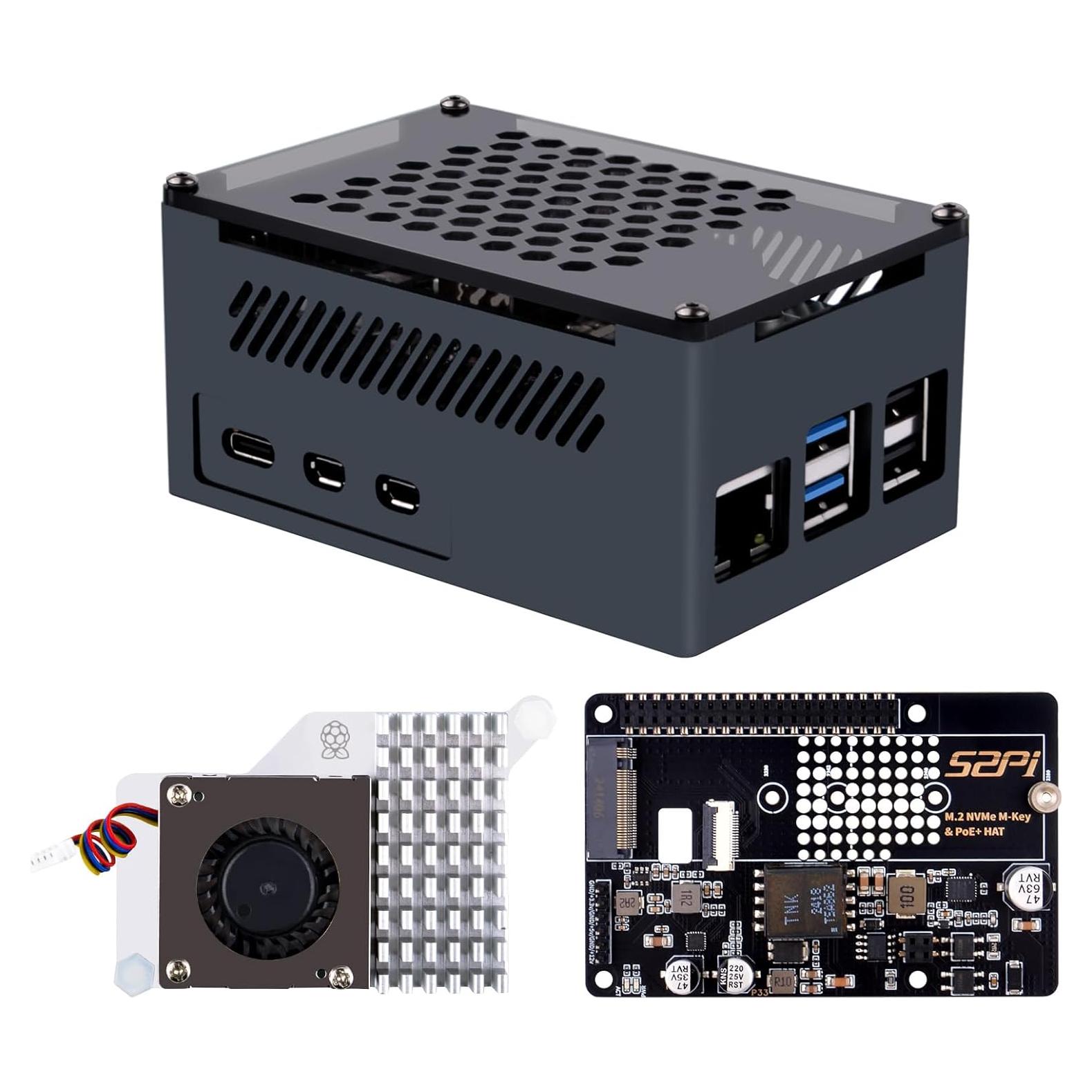 GeeekPi P33 M.2 NVMe M-Key PoE+ Hat con enfriador para Raspberry Pi 5