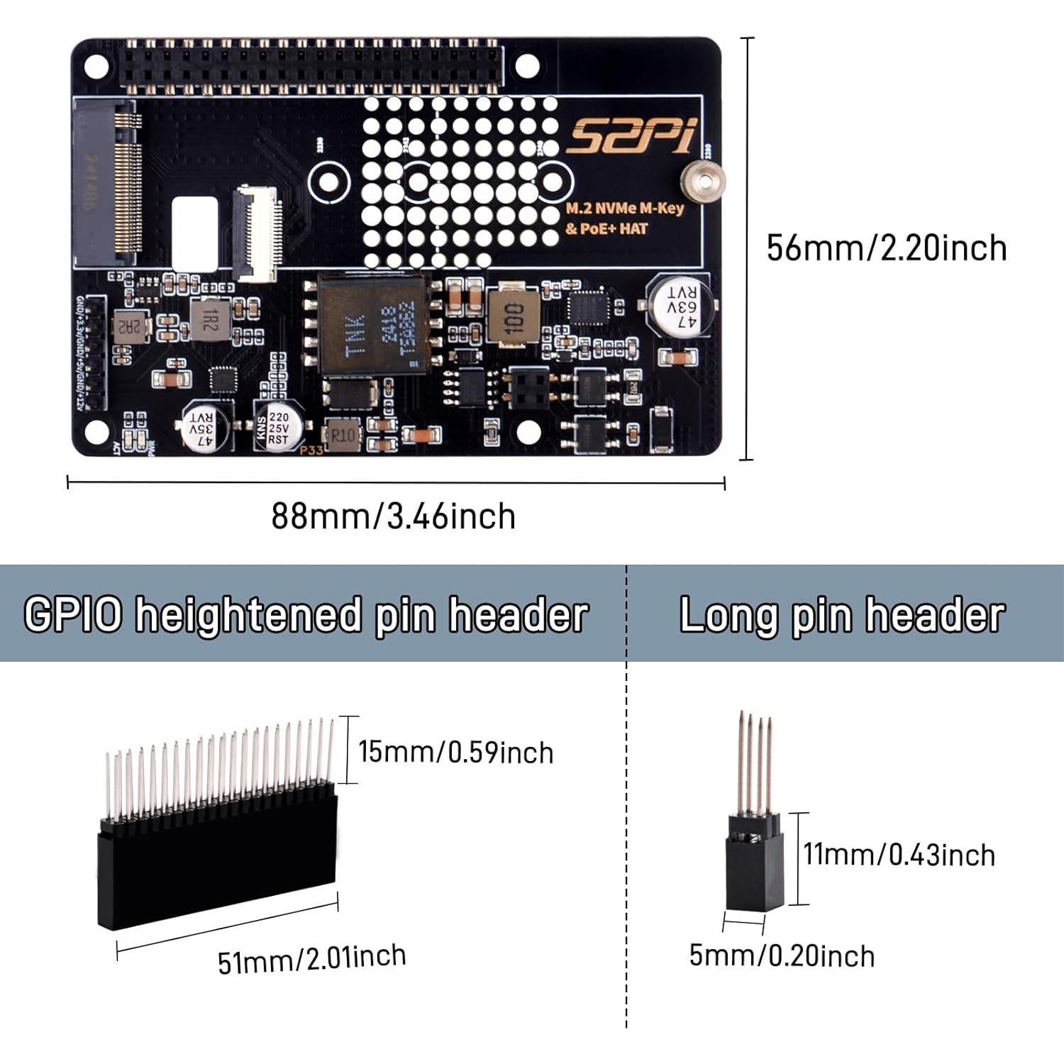 GeeekPi P33 M.2 NVMe M-Key PoE+ Hat con enfriador para Raspberry Pi 5