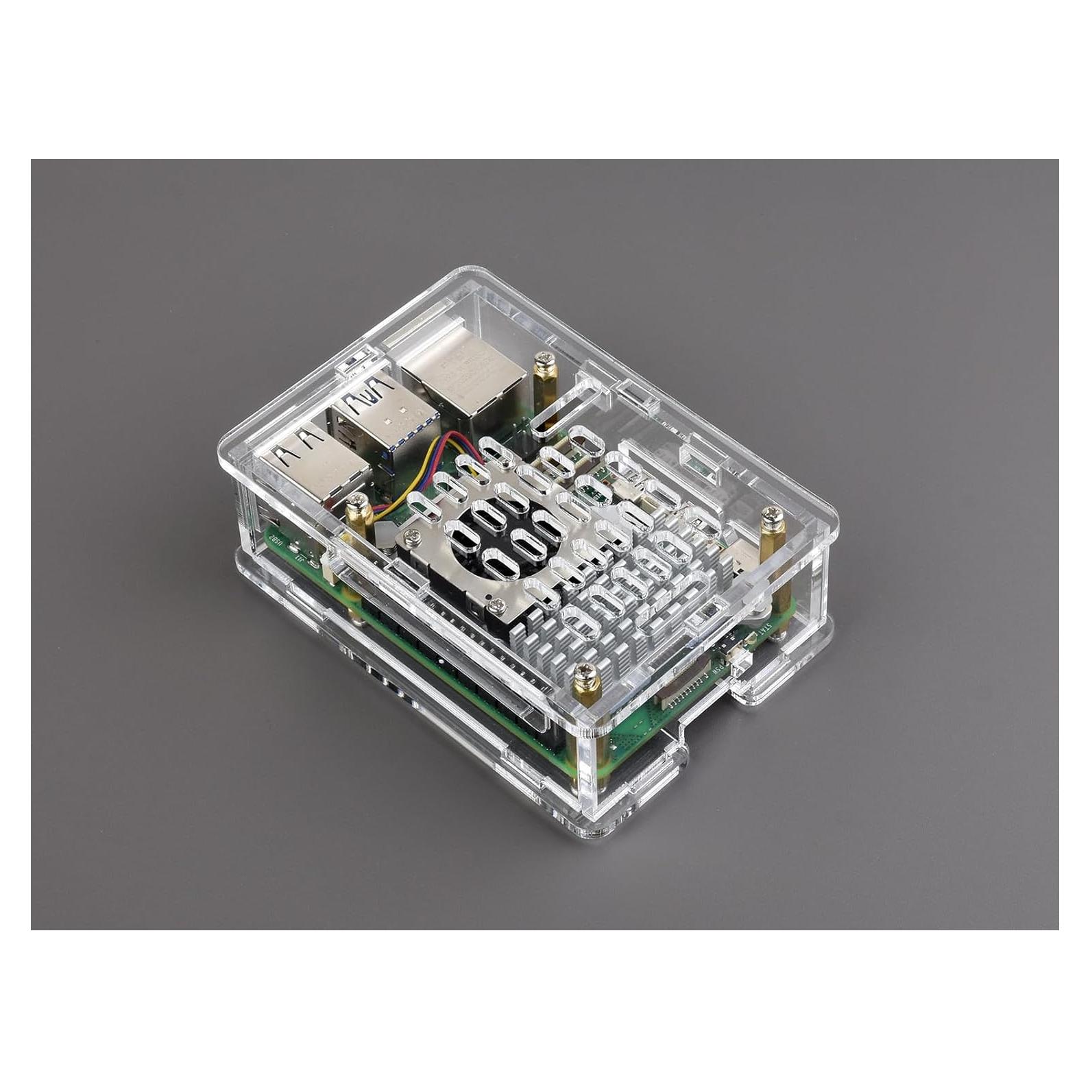 Caja Acrílica Clara Waveshare para Raspberry Pi 5 - Soporta Enfriador