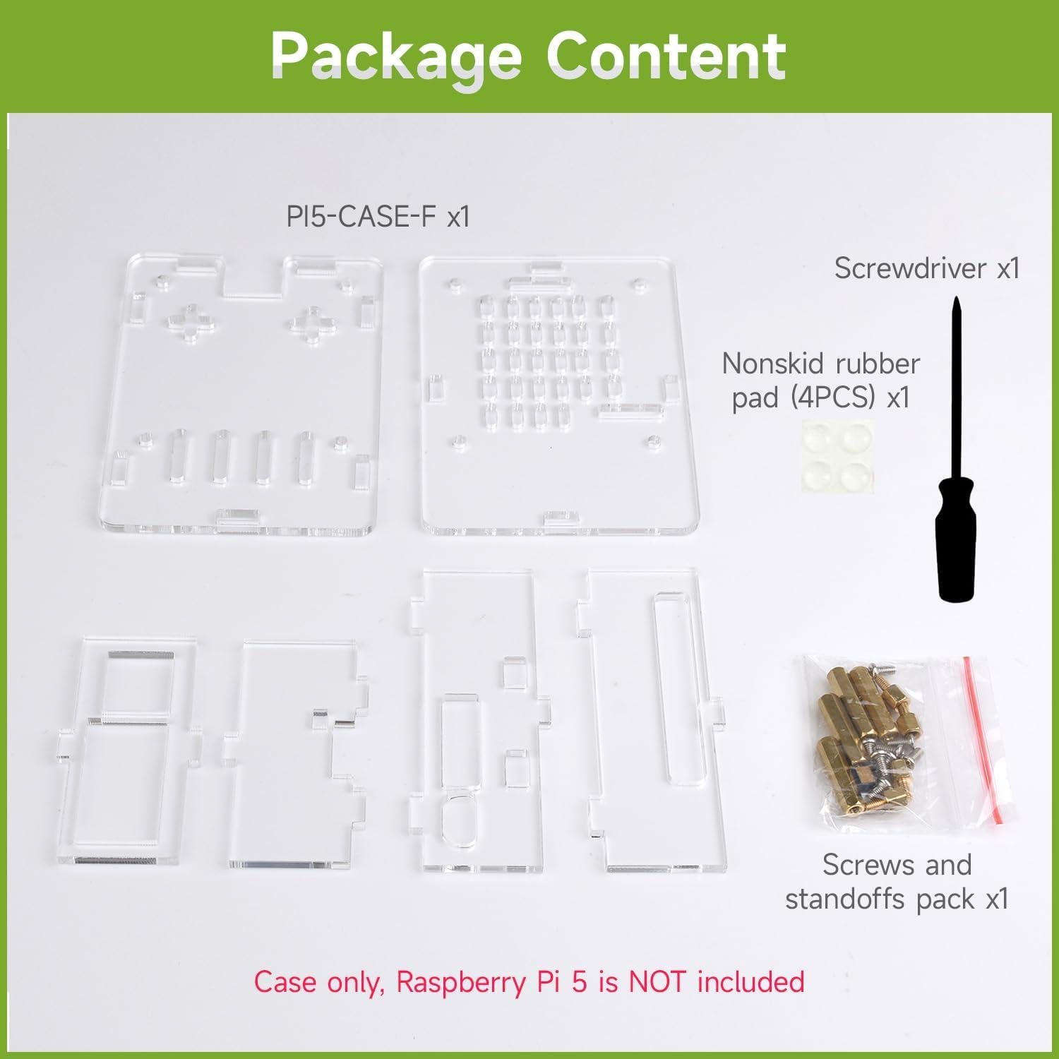 Caja Acrílica Clara Waveshare para Raspberry Pi 5 - Soporta Enfriador