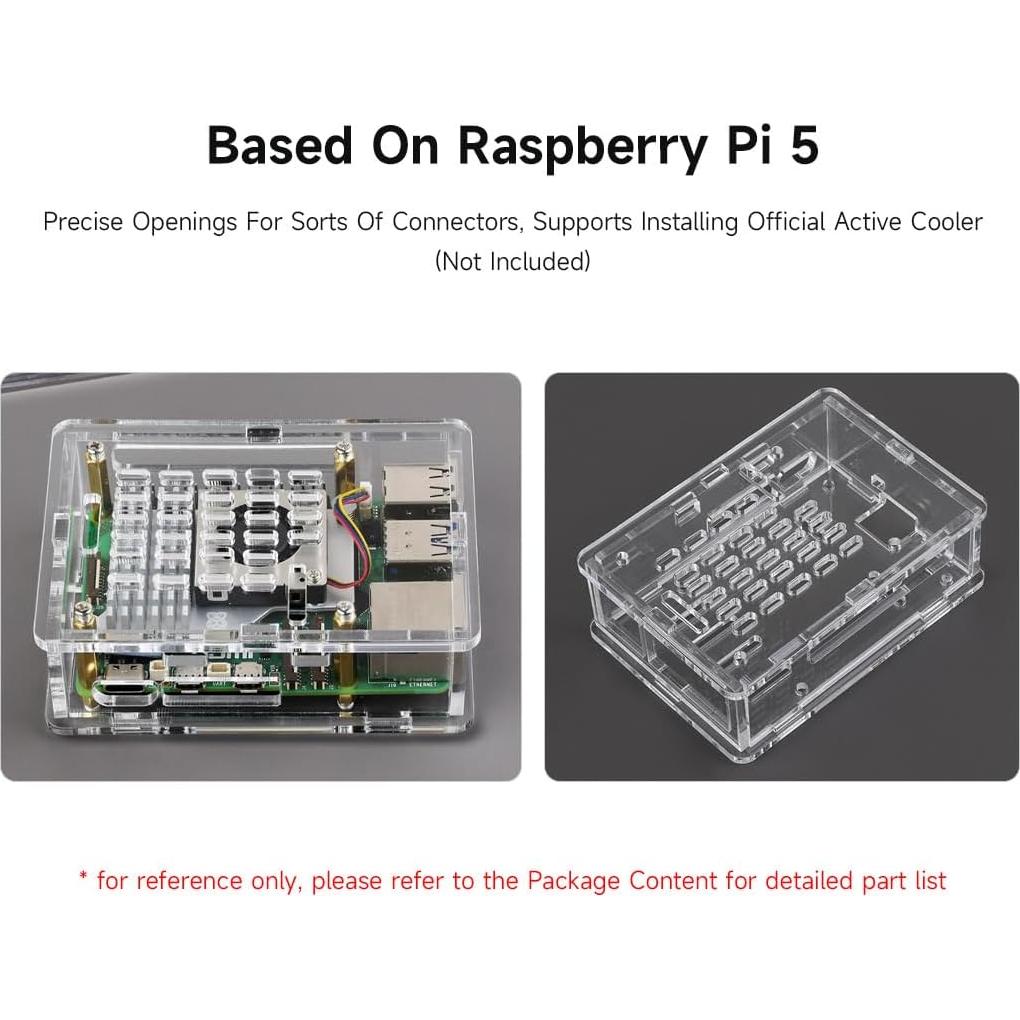 Caja Acrílica Clara Waveshare para Raspberry Pi 5 - Soporta Enfriador
