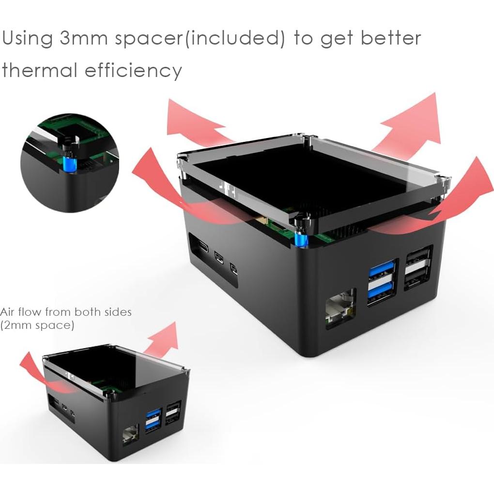 Caja de Aluminio Extra Alta Anidees para Raspberry Pi 5 - Plata