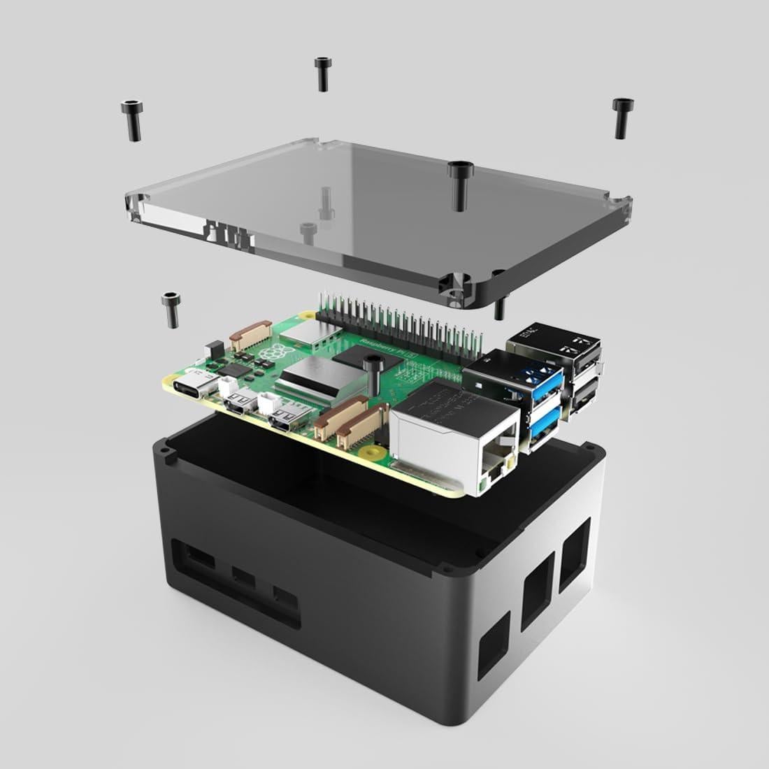 Caja de Aluminio Extra Alta Anidees para Raspberry Pi 5 - Plata