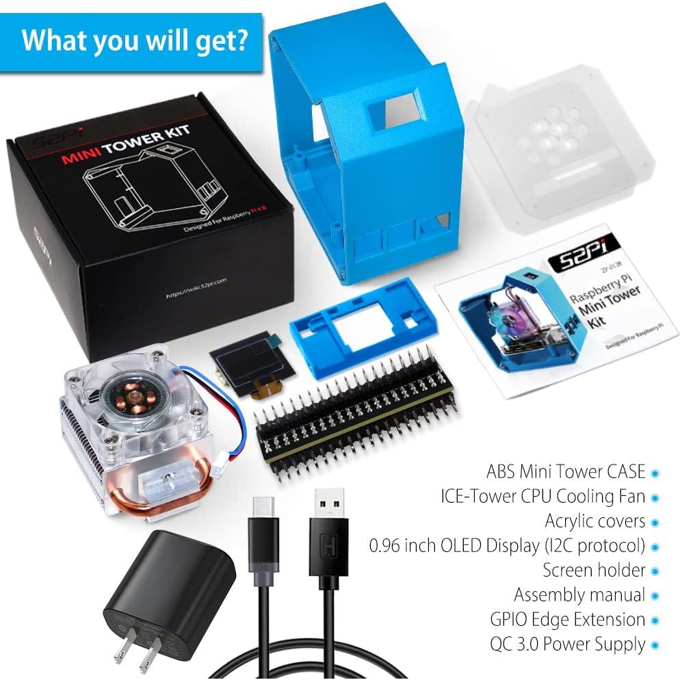 Kit Torre Mini GeeekPi con Fuente QC3.0 y Enfriador para Raspberry Pi 4