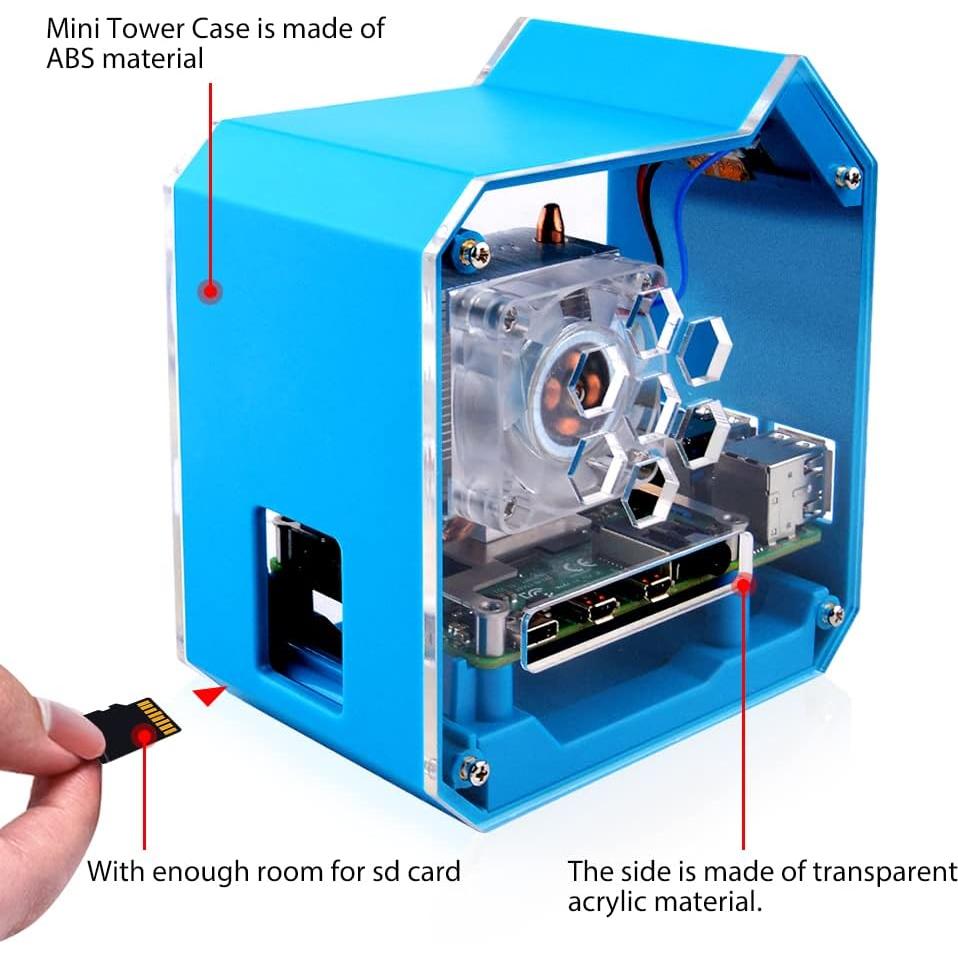 Kit Torre Mini GeeekPi con Fuente QC3.0 y Enfriador para Raspberry Pi 4