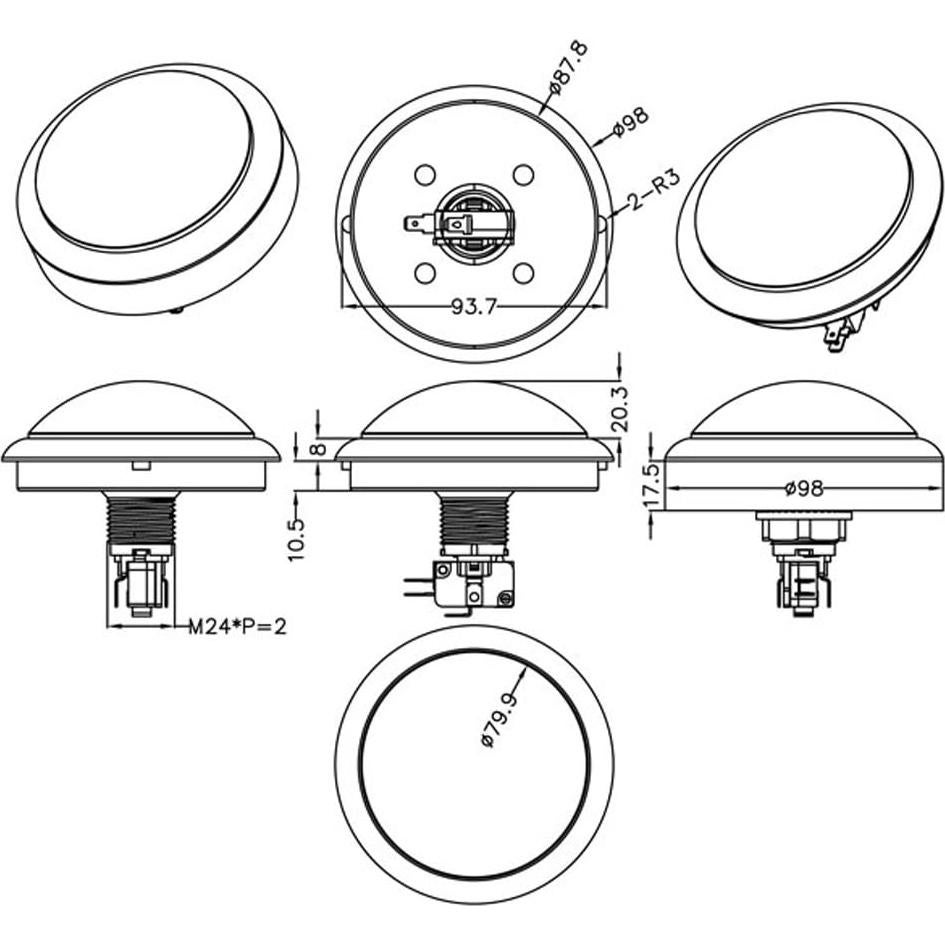 Botones de Arcade EG STARTS 100mm LED Iluminados Blanco