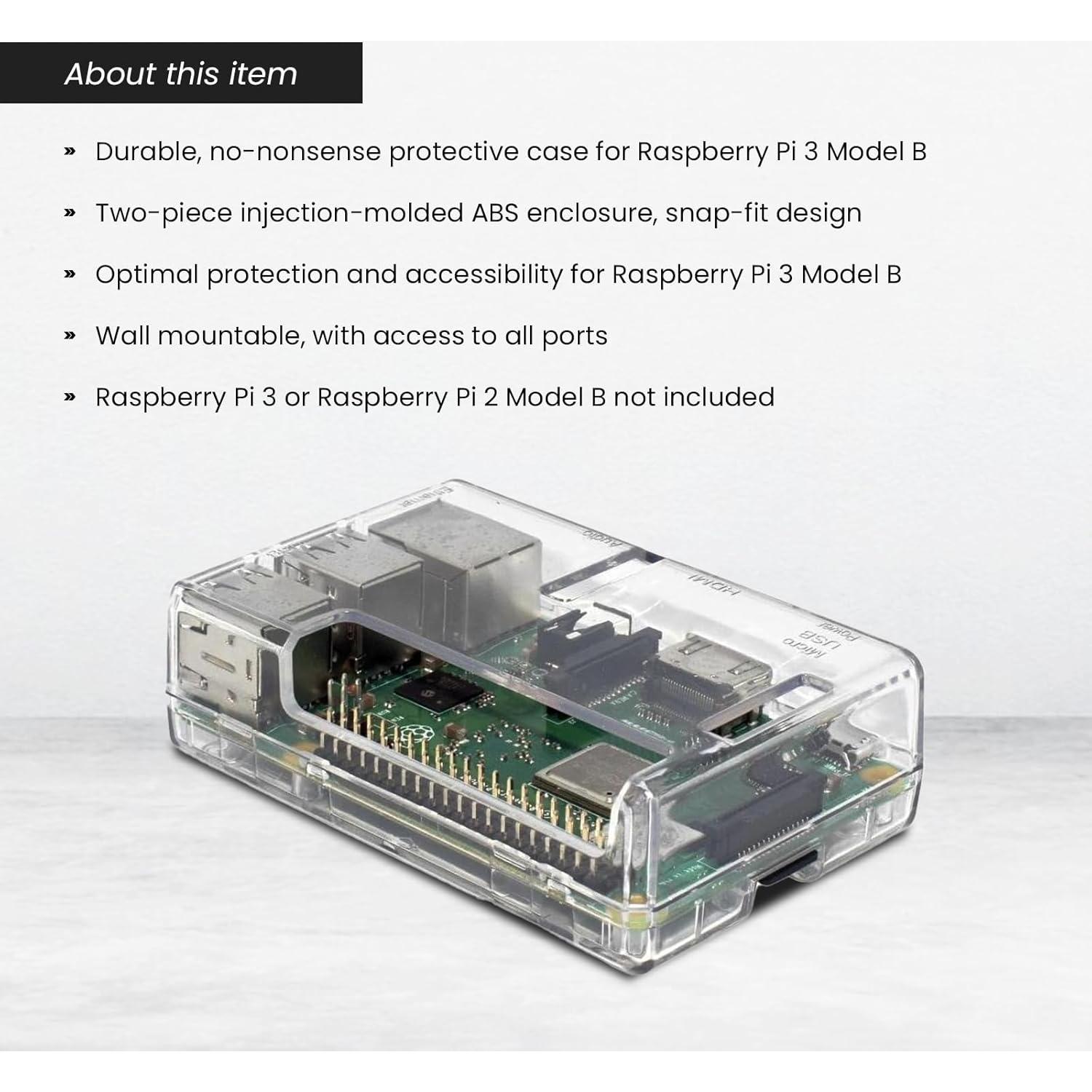Raspberry Pi 3 Model B+ Transparent Case - Access to All Ports