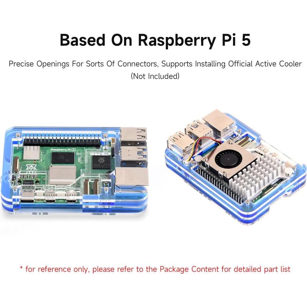 Carcasa Acrílica Transparente y Azul Waveshare para Raspberry Pi 5