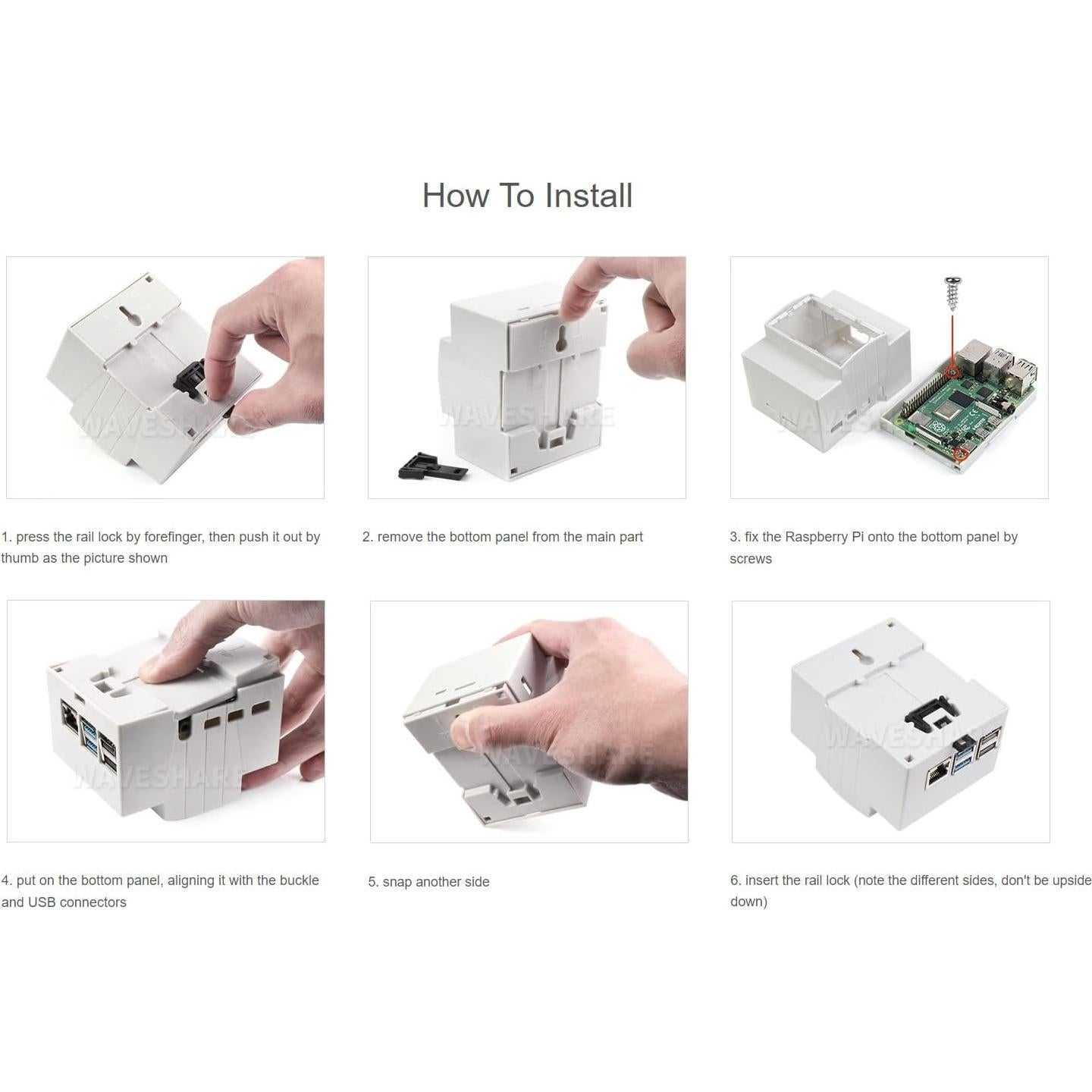 Caja ABS para Raspberry Pi 4 Waveshare con soporte DIN