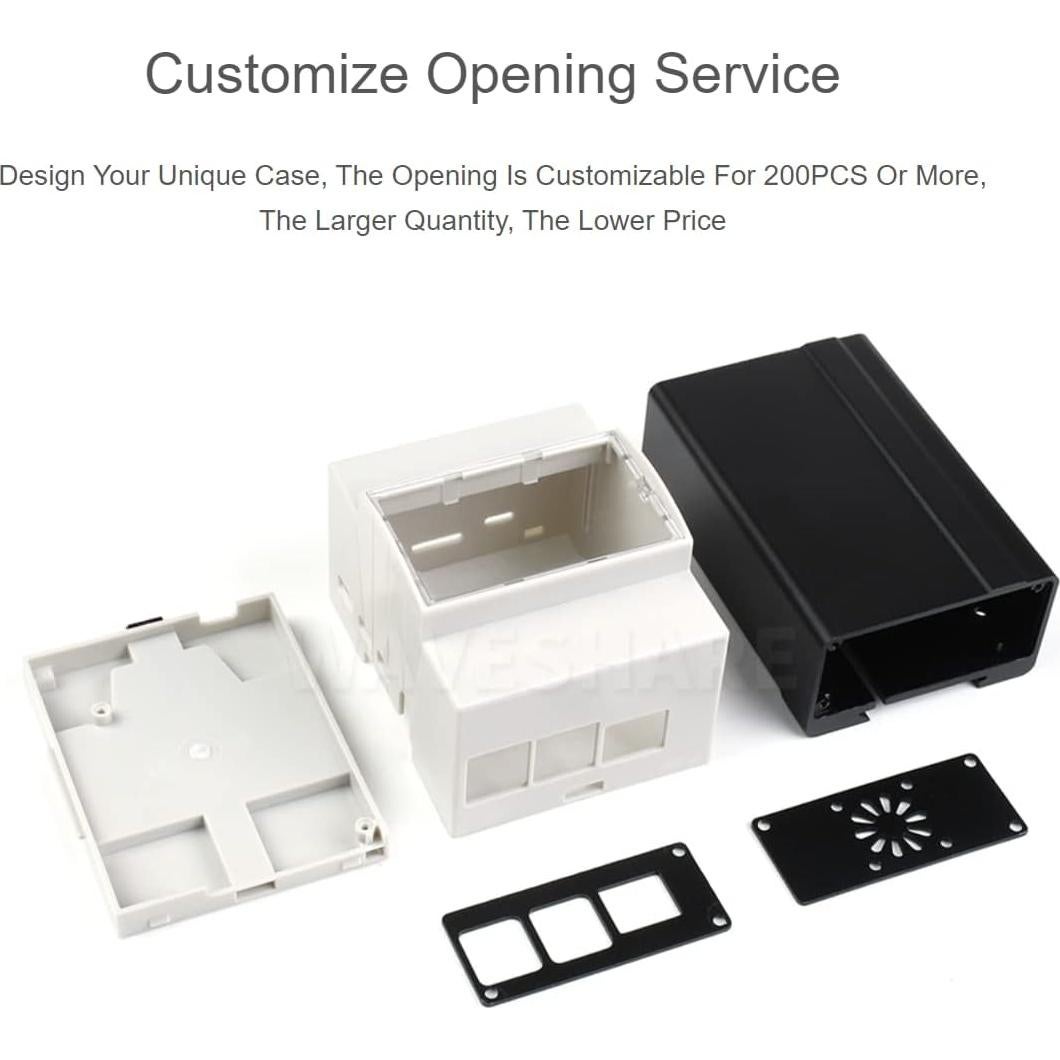 Caja ABS para Raspberry Pi 4 Waveshare con soporte DIN