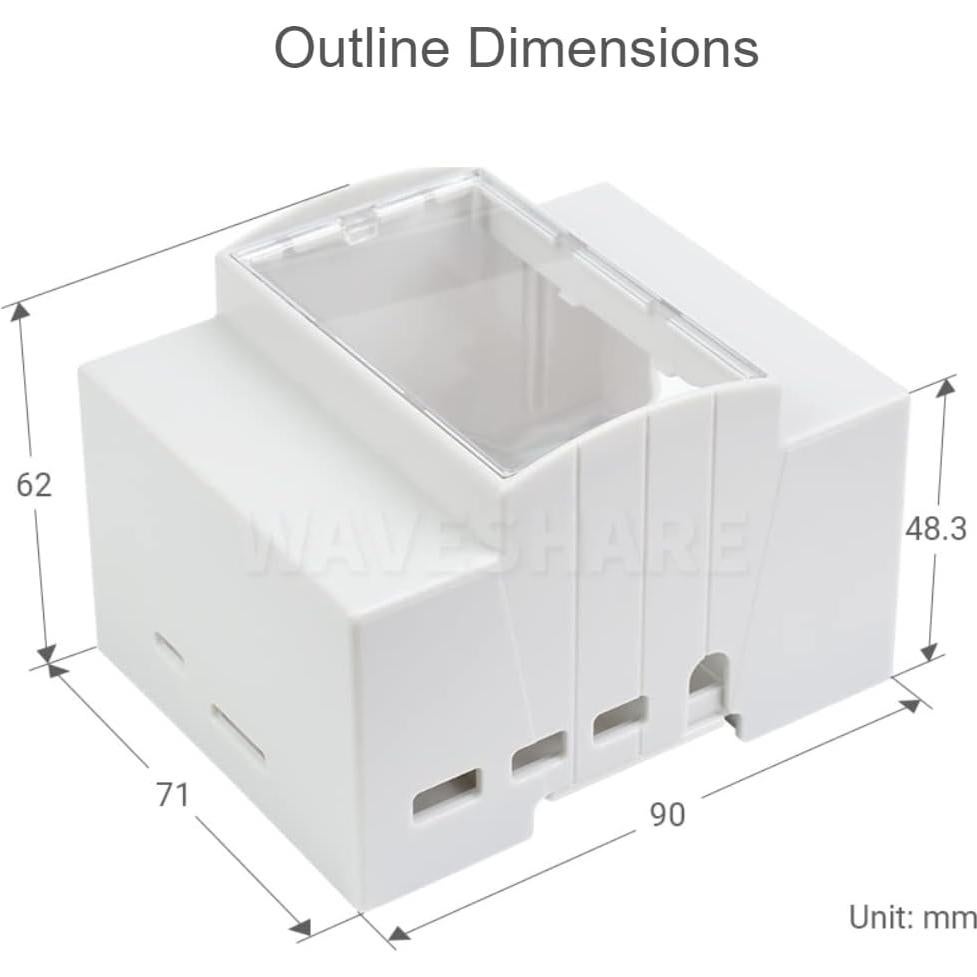 Caja ABS para Raspberry Pi 4 Waveshare con soporte DIN