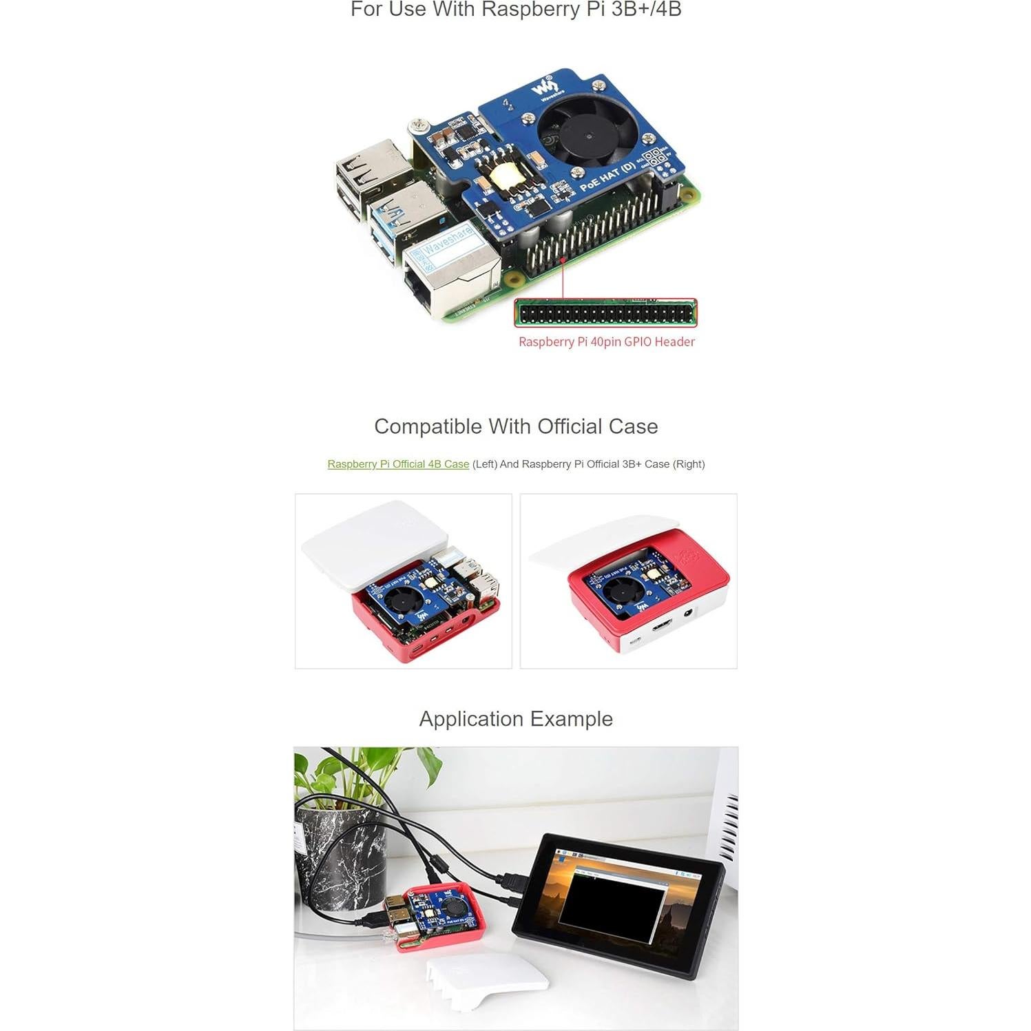 Power Over Ethernet HAT POE Tipo D Coolwell para Raspberry Pi 3B+/4B