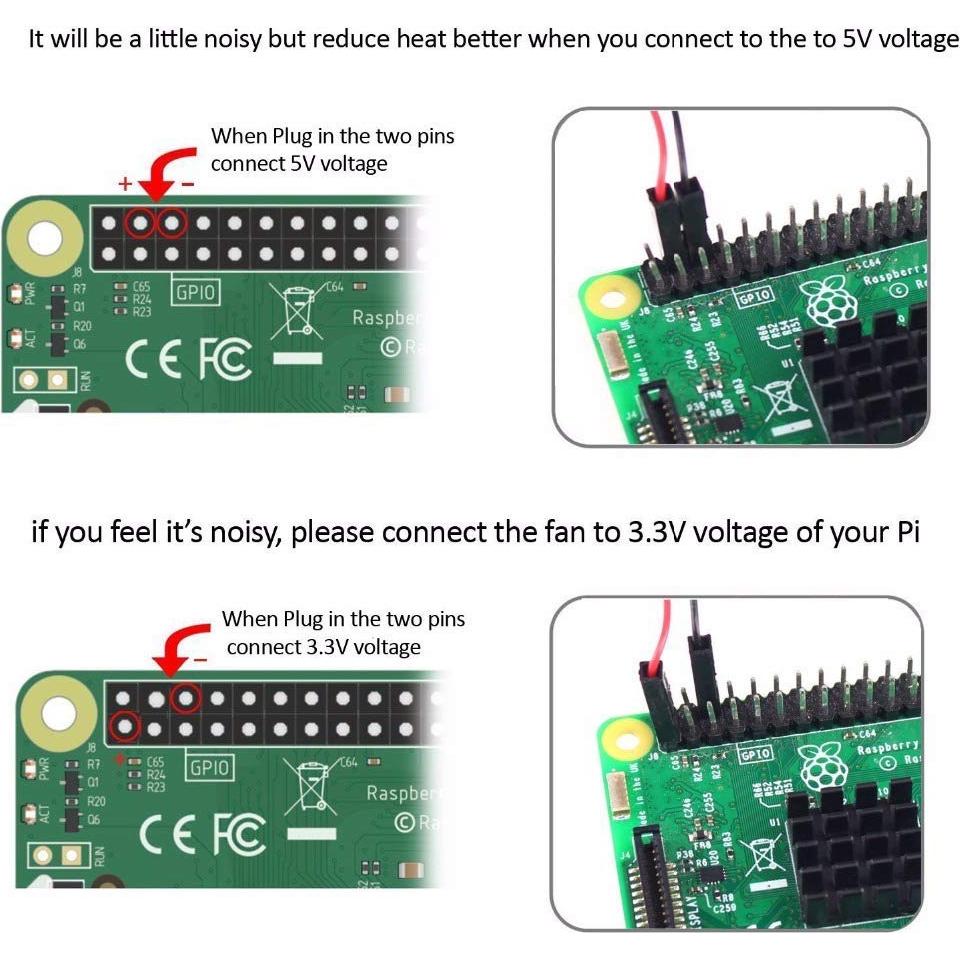 Ventilador de Enfriamiento Raspberry Pi AOICRIE 8 Piezas 3.3V/5V