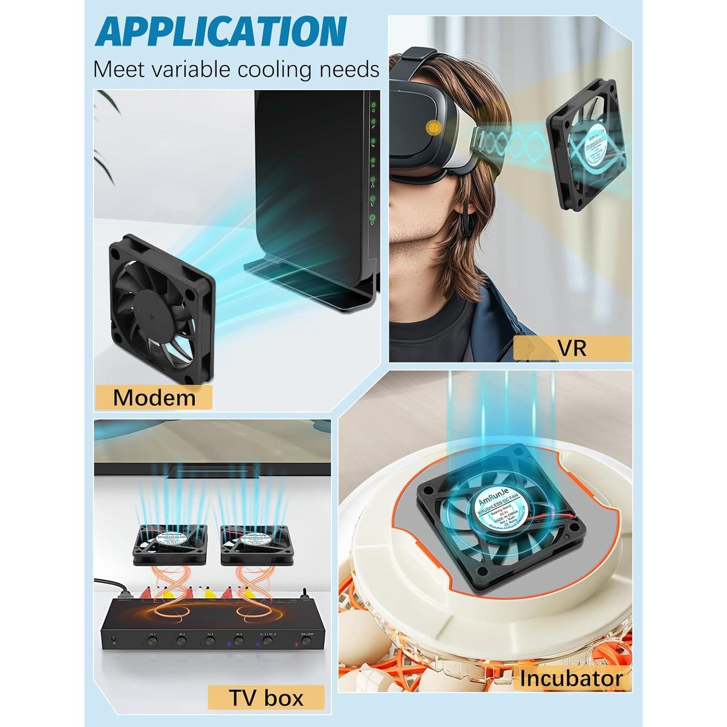 Ventilador de Enfriamiento USB AmRunJe 60mm x2 5V para PC