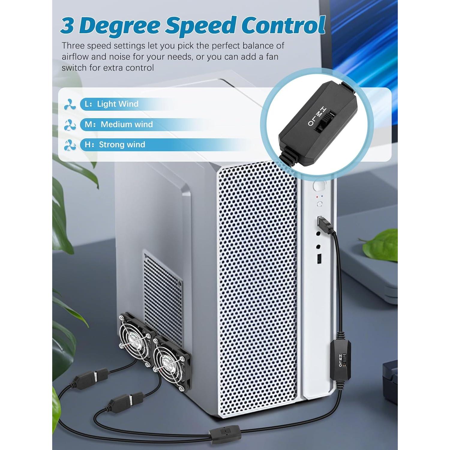 Ventilador de Enfriamiento USB AmRunJe 60mm x2 5V para PC