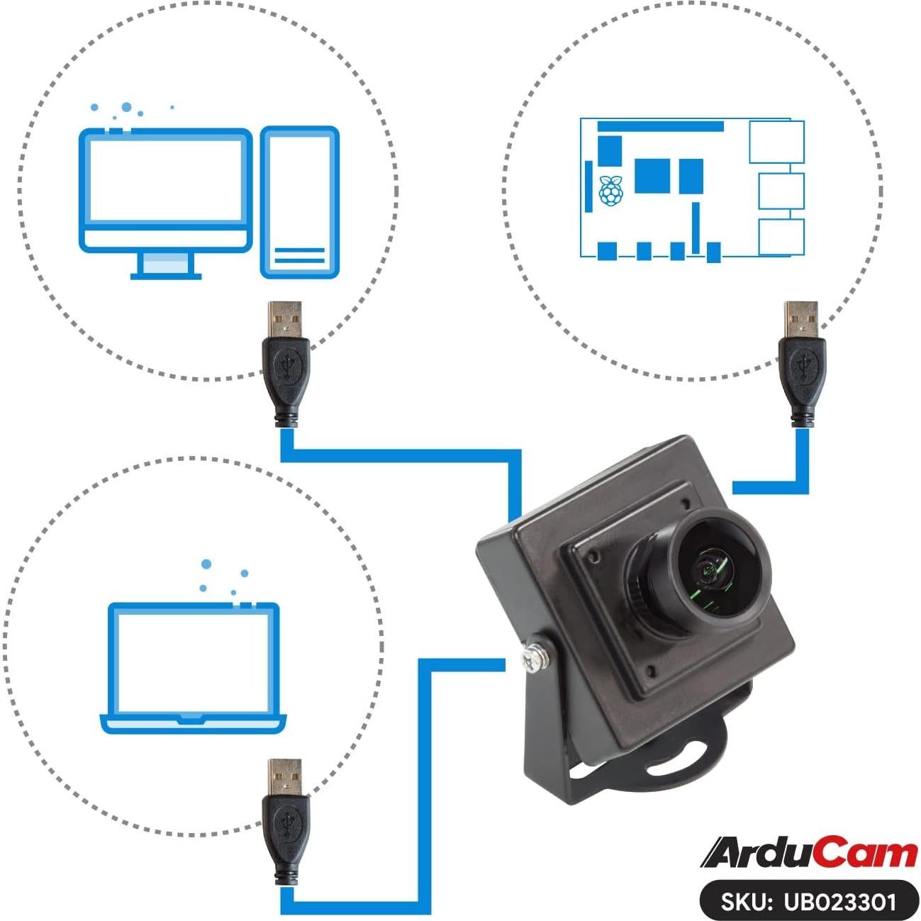 Cámara USB 5MP Arducam con Ángulo Amplio y Micrófono